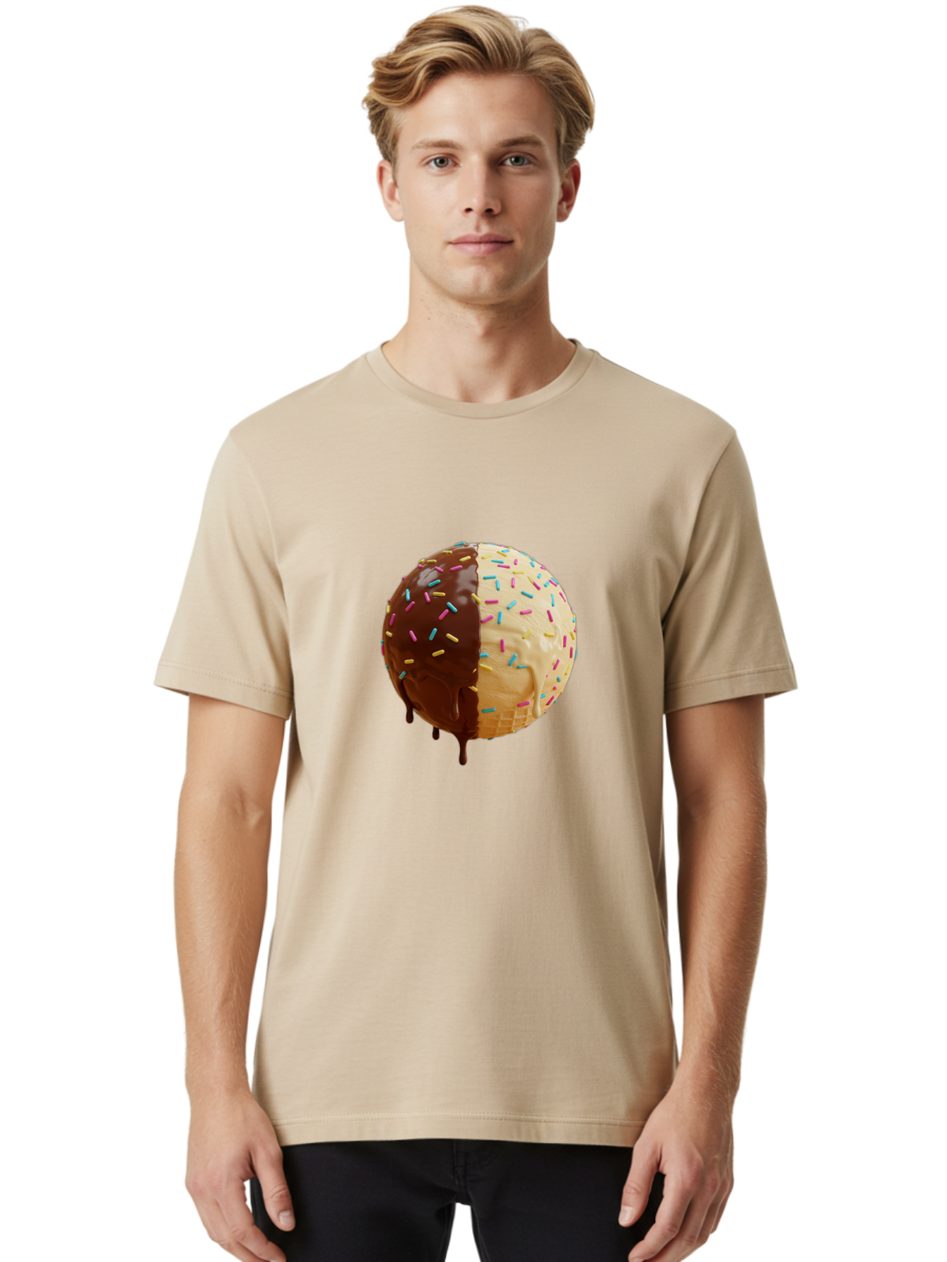 Chocolate-And-Vanilla-Ice-Cream Men'S Graphic Tee, 100% Cotton, Comfortable Casual Summer Wear, Machine Washable, Vintage Camera, Old Camera, Antique Camera, Black Camera, Classic Photography, Photography Equipment, Nostalgic Device, Bak246