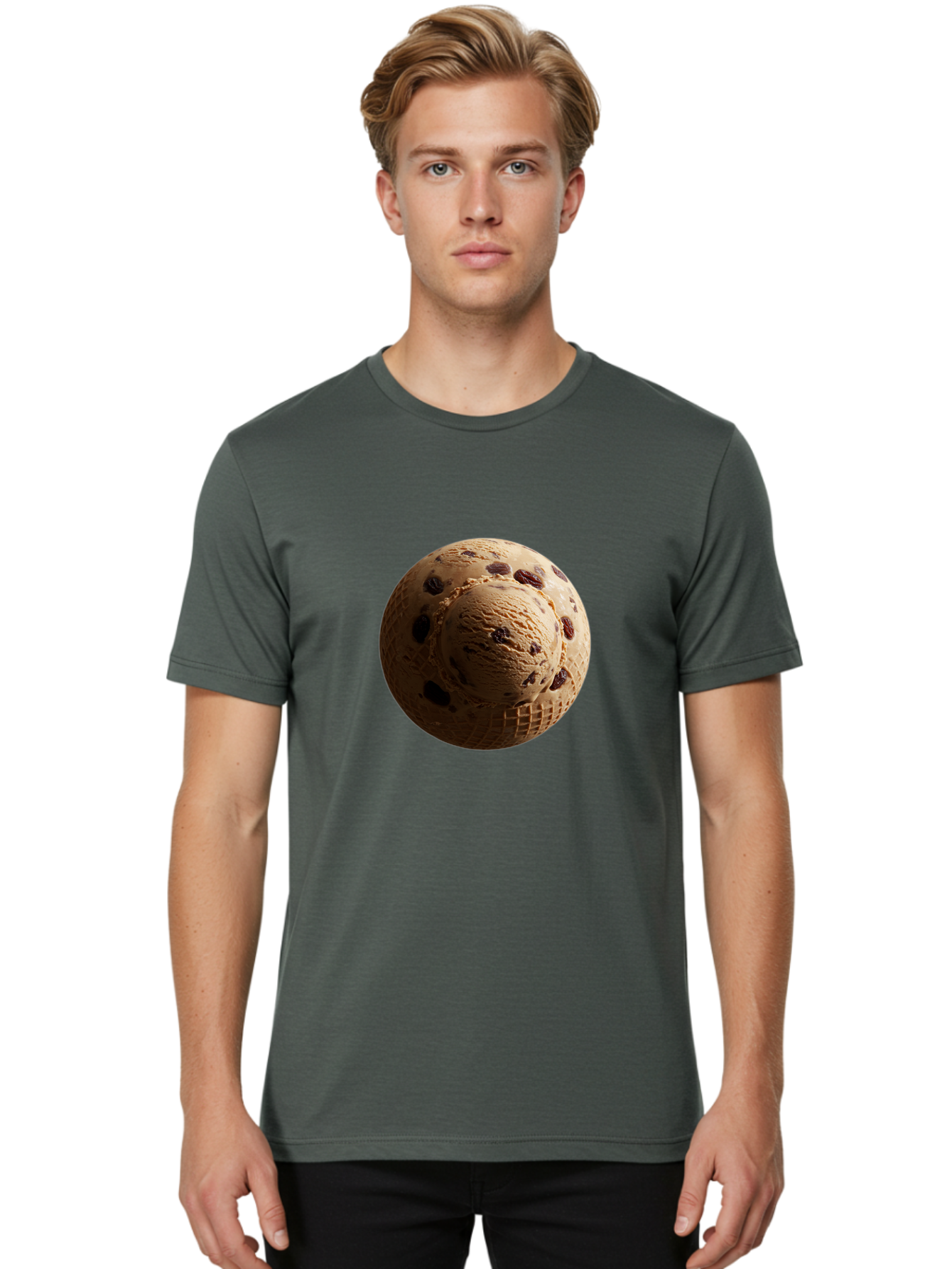 Chocolate-Chip-Ice-Cream-Scoop Men'S Graphic Tee, 100% Cotton, Comfortable Casual Summer Wear, Machine Washable, Vintage Camera, Old Camera, Antique Camera, Black Camera, Classic Photography, Photography Equipment, Nostalgic Device, Bak254