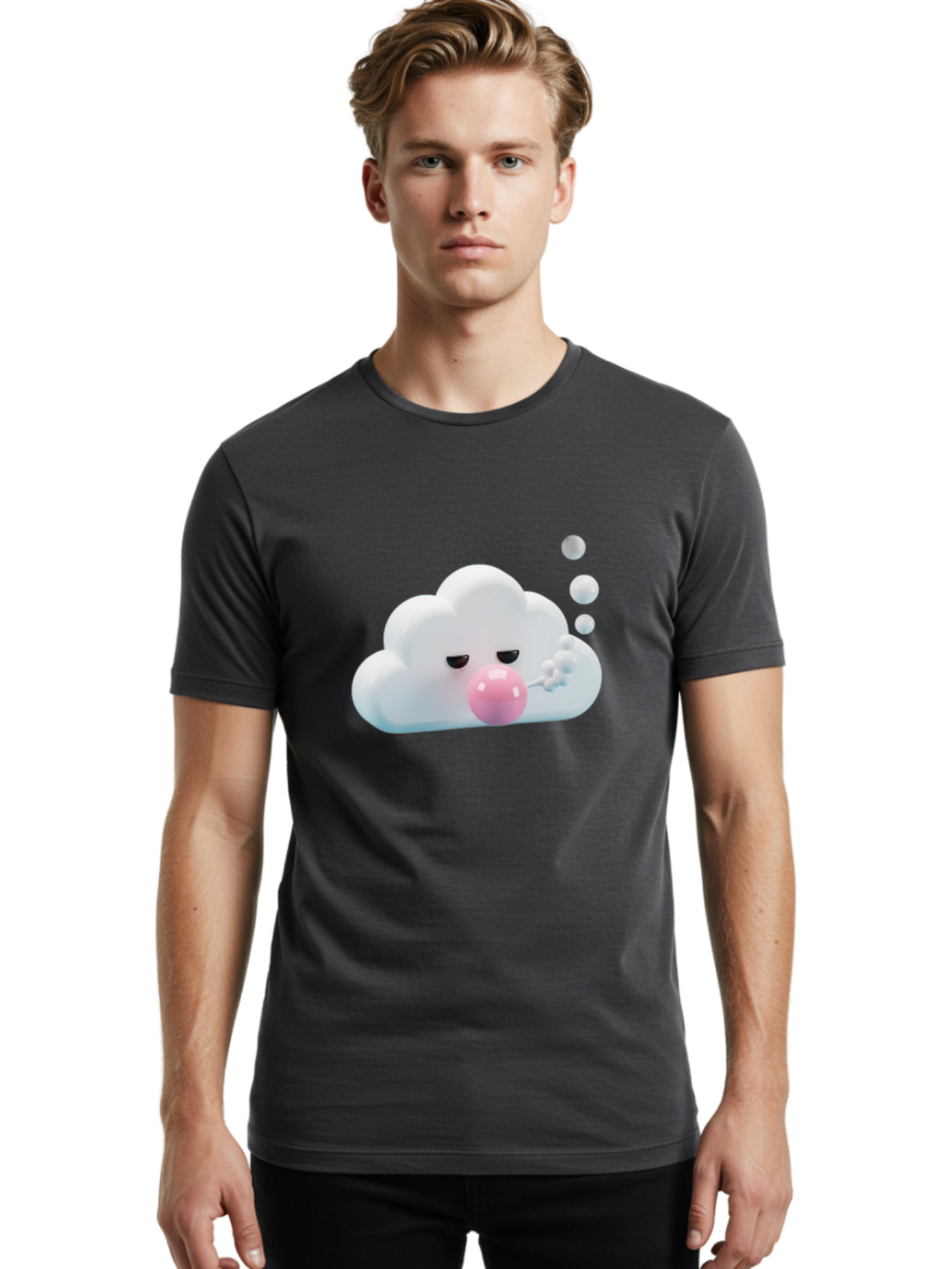 Cloud-Blowing-Bubbles Men'S Graphic Tee, 100% Cotton, Comfortable Casual Summer Wear, Machine Washable, Vintage Camera, Old Camera, Antique Camera, Black Camera, Classic Photography, Photography Equipment, Nostalgic Device, Film Camera, Bak266