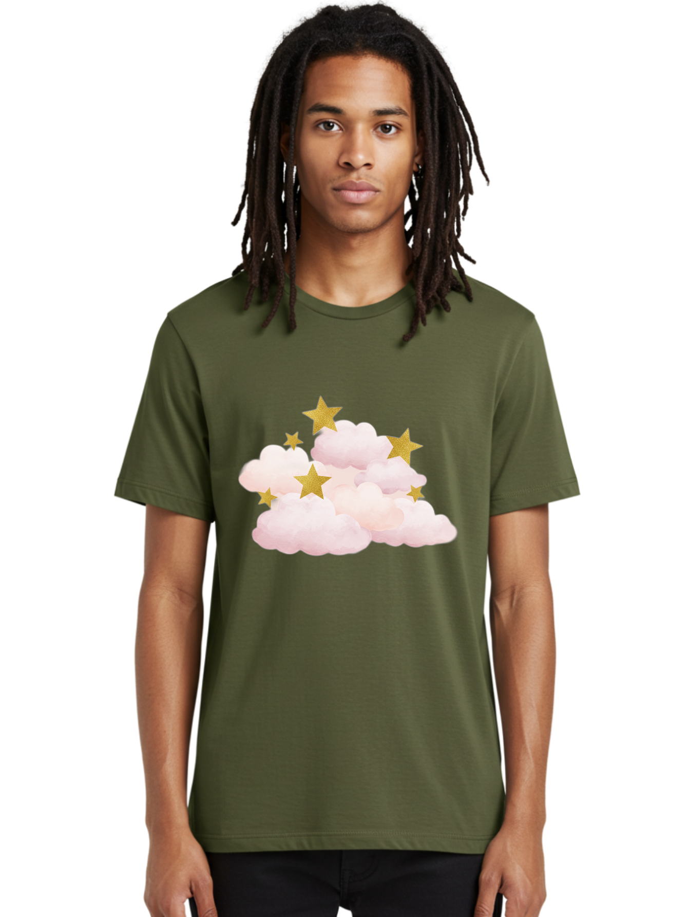 Clouds-With-Stars Men'S Graphic Tee, 100% Cotton, Comfortable Casual Summer Wear, Machine Washable, Vintage Camera, Old Camera, Antique Camera, Black Camera, Classic Photography, Photography Equipment, Nostalgic Device, Film Camera, Camera Art Bak271