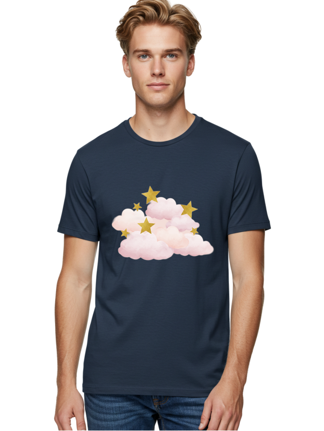 Clouds-With-Stars Men'S Graphic Tee, 100% Cotton, Comfortable Casual Summer Wear, Machine Washable, Vintage Camera, Old Camera, Antique Camera, Black Camera, Classic Photography, Photography Equipment, Nostalgic Device, Film Camera, Camera Art Bak271