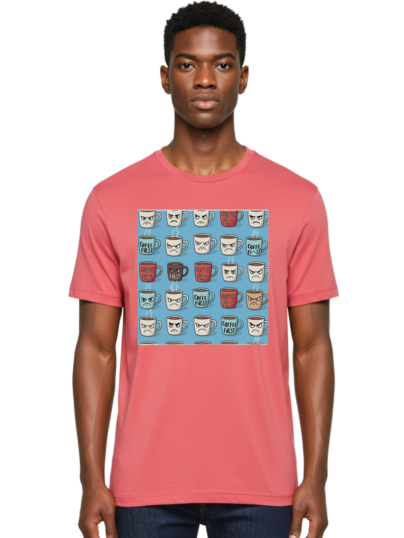 Coffee-First-1 Men'S Graphic Tee, 100% Cotton, Comfortable Casual Summer Wear, Machine Washable, Vintage Camera, Old Camera, Antique Camera, Black Camera, Classic Photography, Photography Equipment, Nostalgic Device, Film Camera, Camera Art Bak279