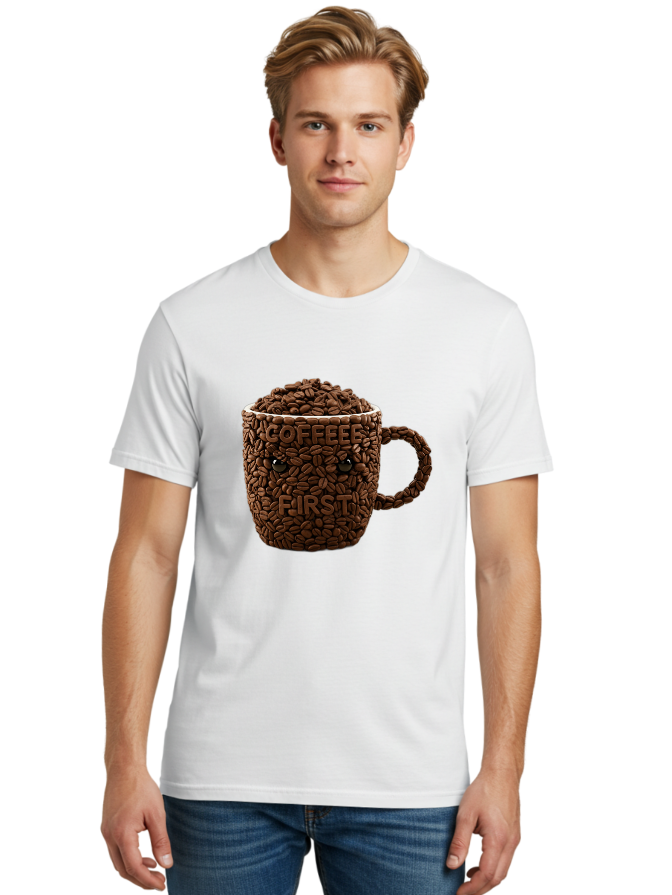 Coffee-First-2 Men'S Graphic Tee, 100% Cotton, Comfortable Casual Summer Wear, Machine Washable, Vintage Camera, Old Camera, Antique Camera, Black Camera, Classic Photography, Photography Equipment, Nostalgic Device, Film Camera, Camera Art Bak280