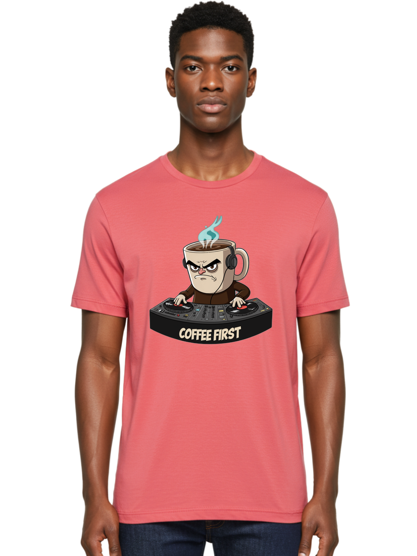 Coffee-First-3 Men'S Graphic Tee, 100% Cotton, Comfortable Casual Summer Wear, Machine Washable, Vintage Camera, Old Camera, Antique Camera, Black Camera, Classic Photography, Photography Equipment, Nostalgic Device, Film Camera, Camera Art Bak281