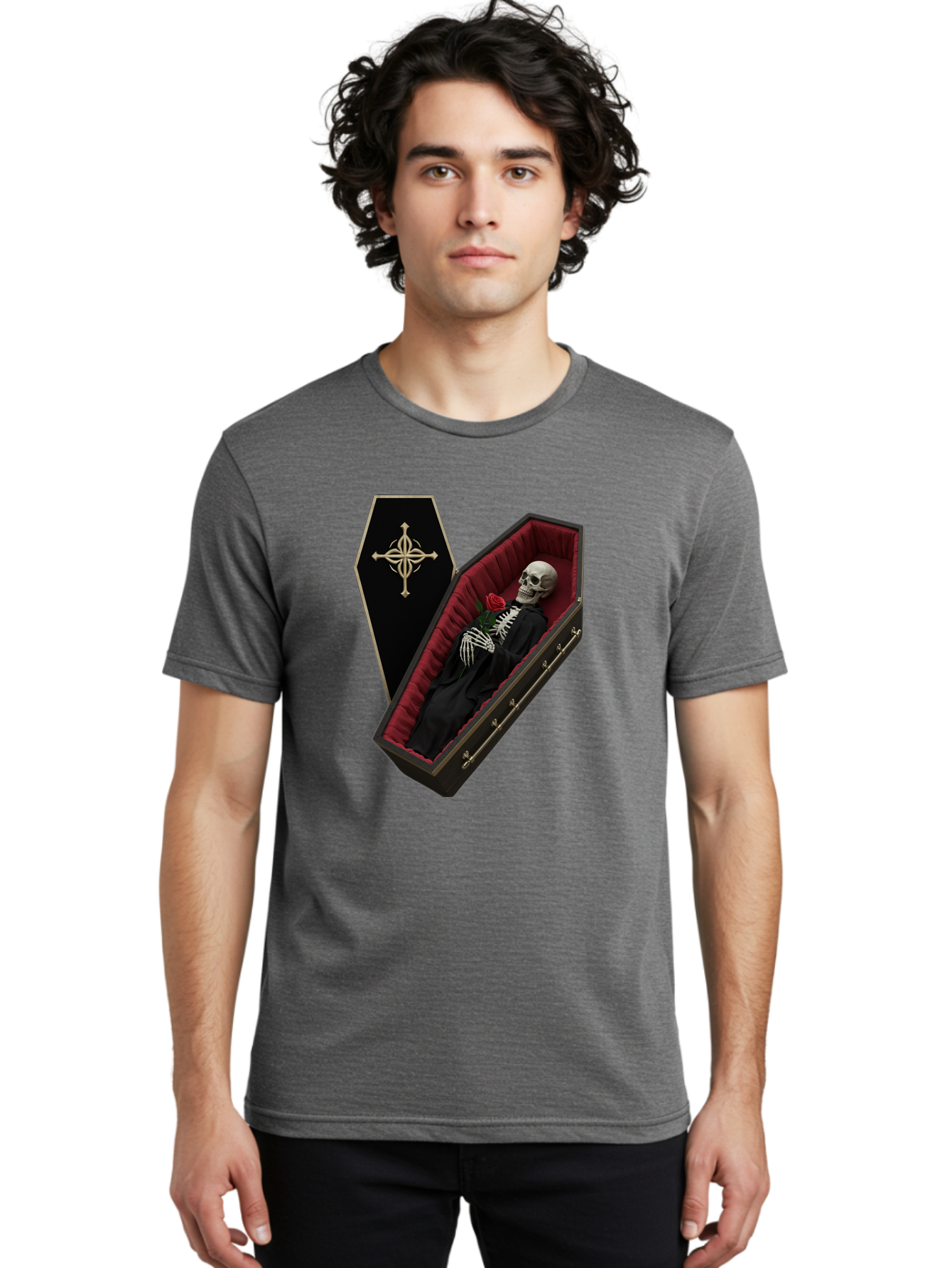 Coffin-Skeleton Men'S Graphic Tee, 100% Cotton, Comfortable Casual Summer Wear, Machine Washable, Vintage Camera, Old Camera, Antique Camera, Black Camera, Classic Photography, Photography Equipment, Nostalgic Device, Film Camera, Camera Art Bak285