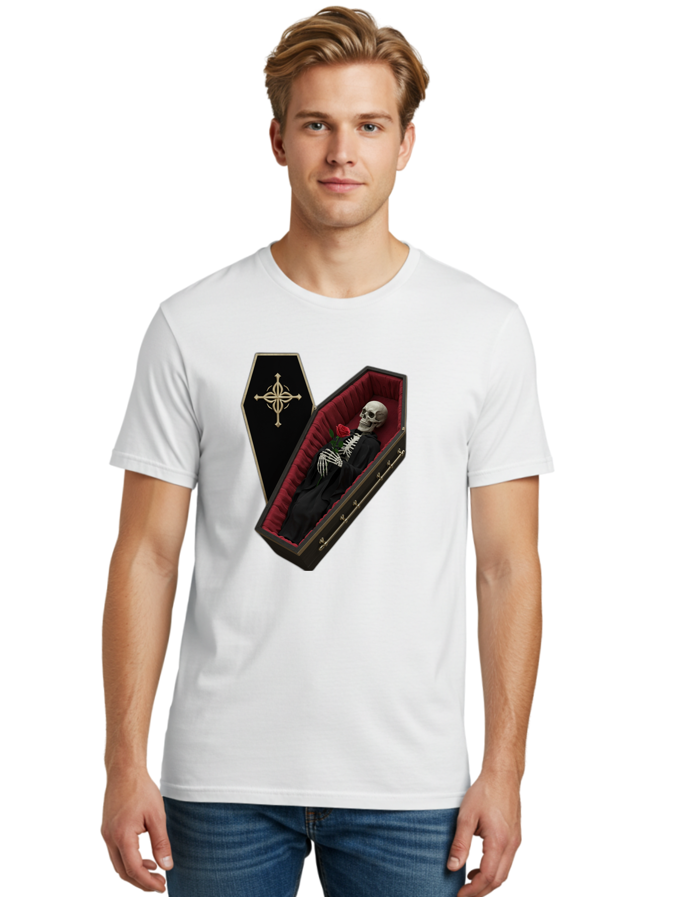 Coffin-Skeleton Men'S Graphic Tee, 100% Cotton, Comfortable Casual Summer Wear, Machine Washable, Vintage Camera, Old Camera, Antique Camera, Black Camera, Classic Photography, Photography Equipment, Nostalgic Device, Film Camera, Camera Art Bak285