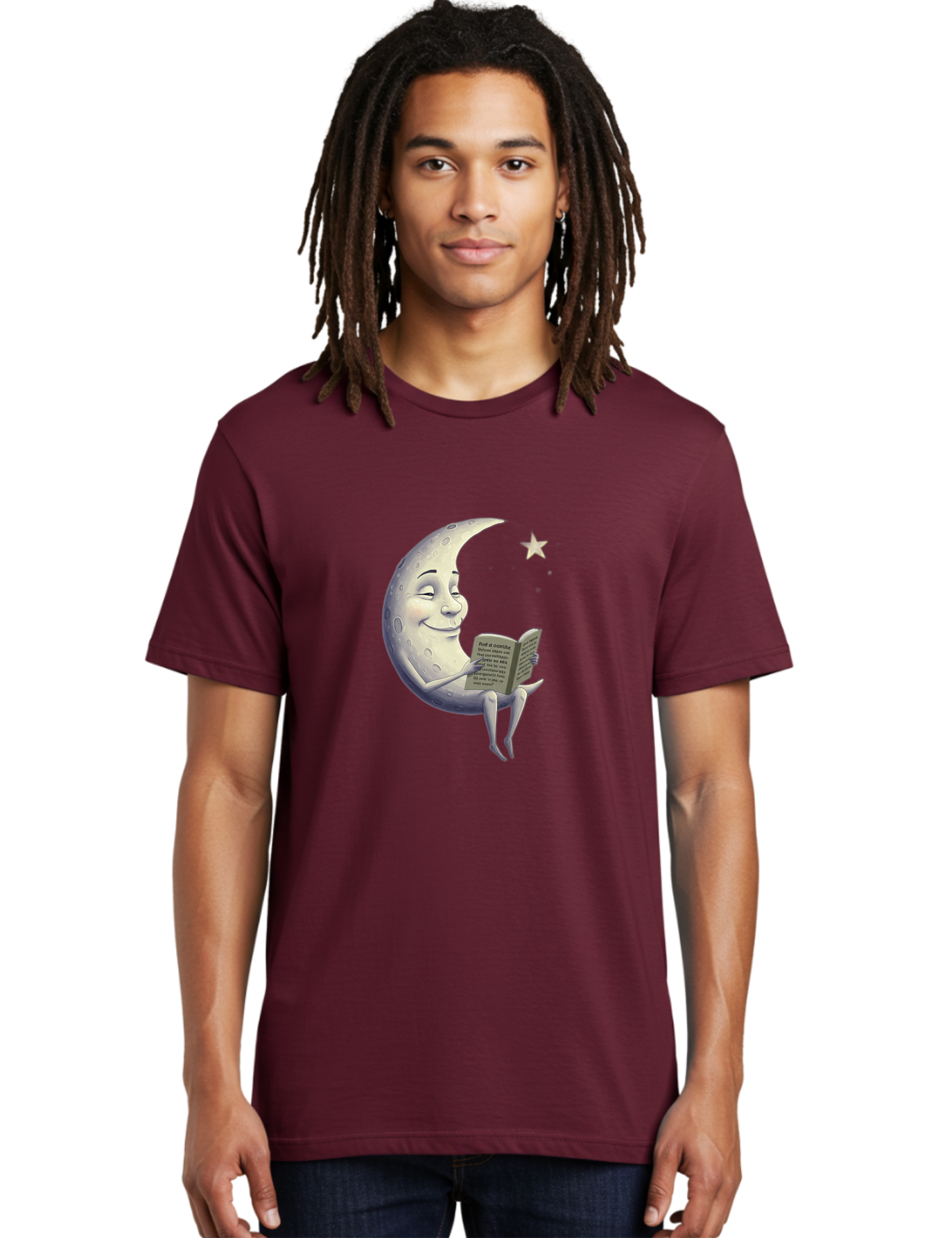 Crescent-Moon-Reading-2 Men'S Graphic Tee, 100% Cotton, Comfortable Casual Summer Wear, Machine Washable, Vintage Camera, Old Camera, Antique Camera, Black Camera, Classic Photography, Photography Equipment, Nostalgic Device, Film Camera, Bak318