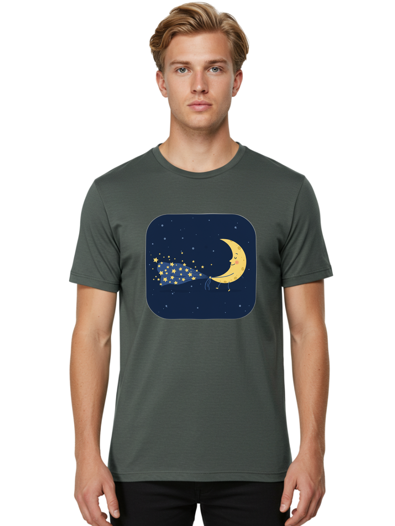 Crescent-Moon-With-Stars Men'S Graphic Tee, 100% Cotton, Comfortable Casual Summer Wear, Machine Washable, Vintage Camera, Old Camera, Antique Camera, Black Camera, Classic Photography, Photography Equipment, Nostalgic Device, Film Camera, Bak320