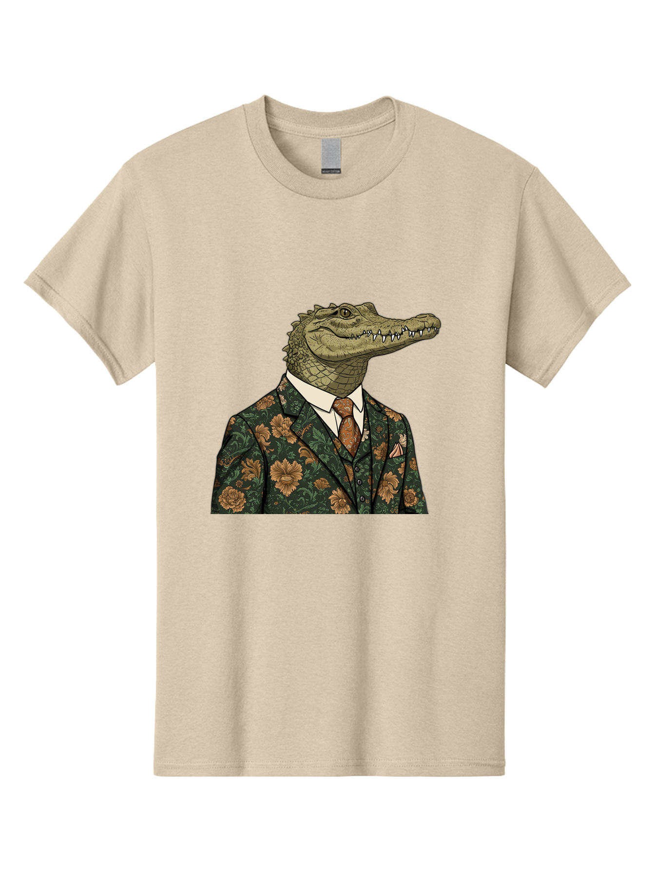 Crocodile-In-Floral-Suit Men'S Graphic Tee, 100% Cotton, Comfortable Casual Summer Wear, Machine Washable, Vintage Camera, Old Camera, Antique Camera, Black Camera, Classic Photography, Photography Equipment, Nostalgic Device, Film Camera, Bak322