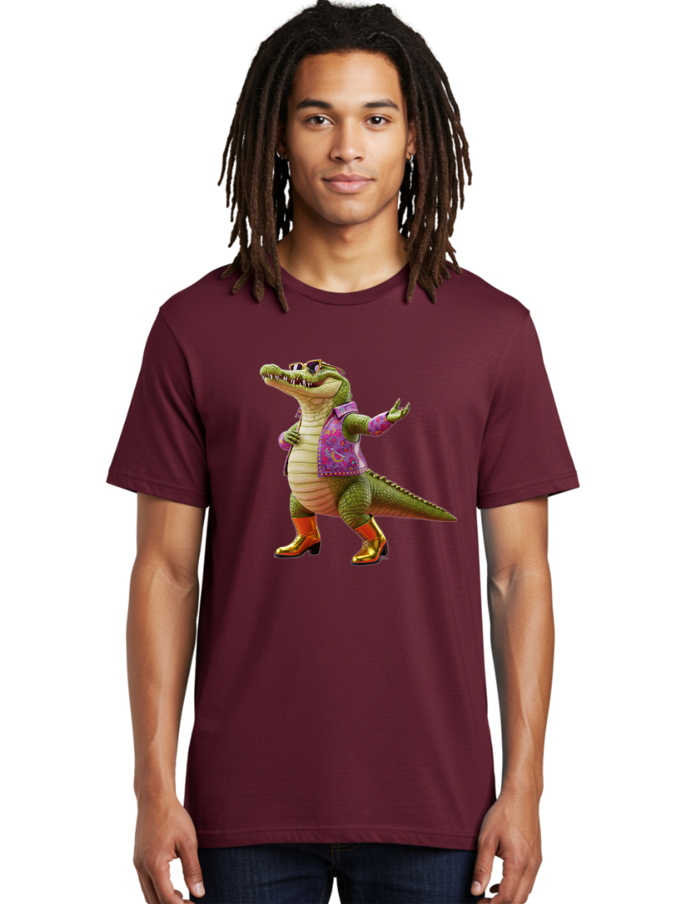 Crocodile-In-Purple-Jacket Men'S Graphic Tee, 100% Cotton, Comfortable Casual Summer Wear, Machine Washable, Vintage Camera, Old Camera, Antique Camera, Black Camera, Classic Photography, Photography Equipment, Nostalgic Device, Film Camera, Bak323