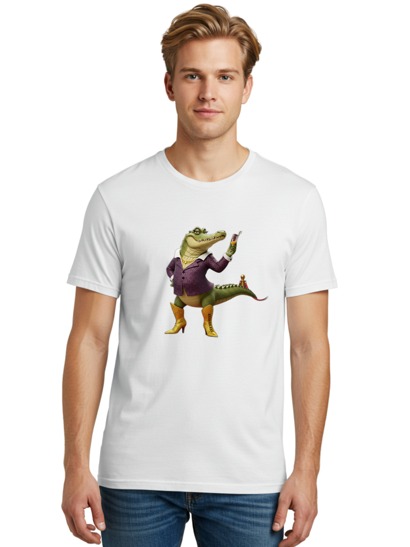 Crocodile-In-Purple-Suit Men'S Graphic Tee, 100% Cotton, Comfortable Casual Summer Wear, Machine Washable, Vintage Camera, Old Camera, Antique Camera, Black Camera, Classic Photography, Photography Equipment, Nostalgic Device, Film Camera, Bak324