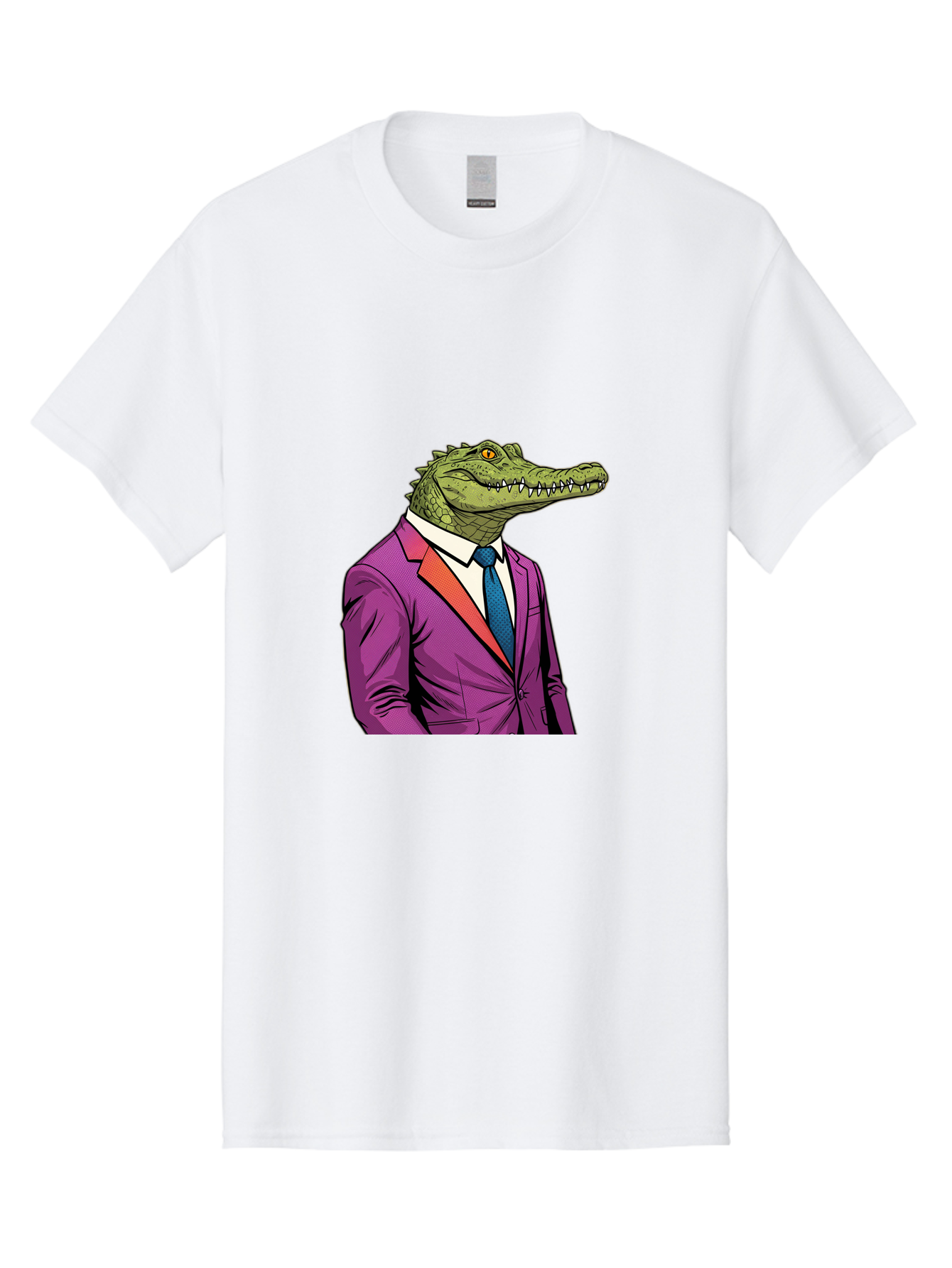 Crocodile-In-Suit-2 Men'S Graphic Tee, 100% Cotton, Comfortable Casual Summer Wear, Machine Washable, Vintage Camera, Old Camera, Antique Camera, Black Camera, Classic Photography, Photography Equipment, Nostalgic Device, Film Camera, Bak326