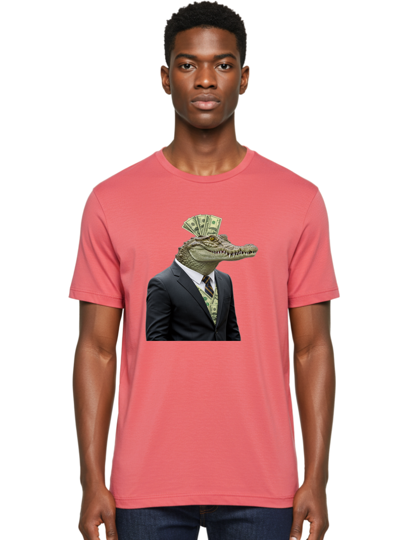 Crocodile-In-Suit-4 Men'S Graphic Tee, 100% Cotton, Comfortable Casual Summer Wear, Machine Washable, Vintage Camera, Old Camera, Antique Camera, Black Camera, Classic Photography, Photography Equipment, Nostalgic Device, Film Camera, Bak328