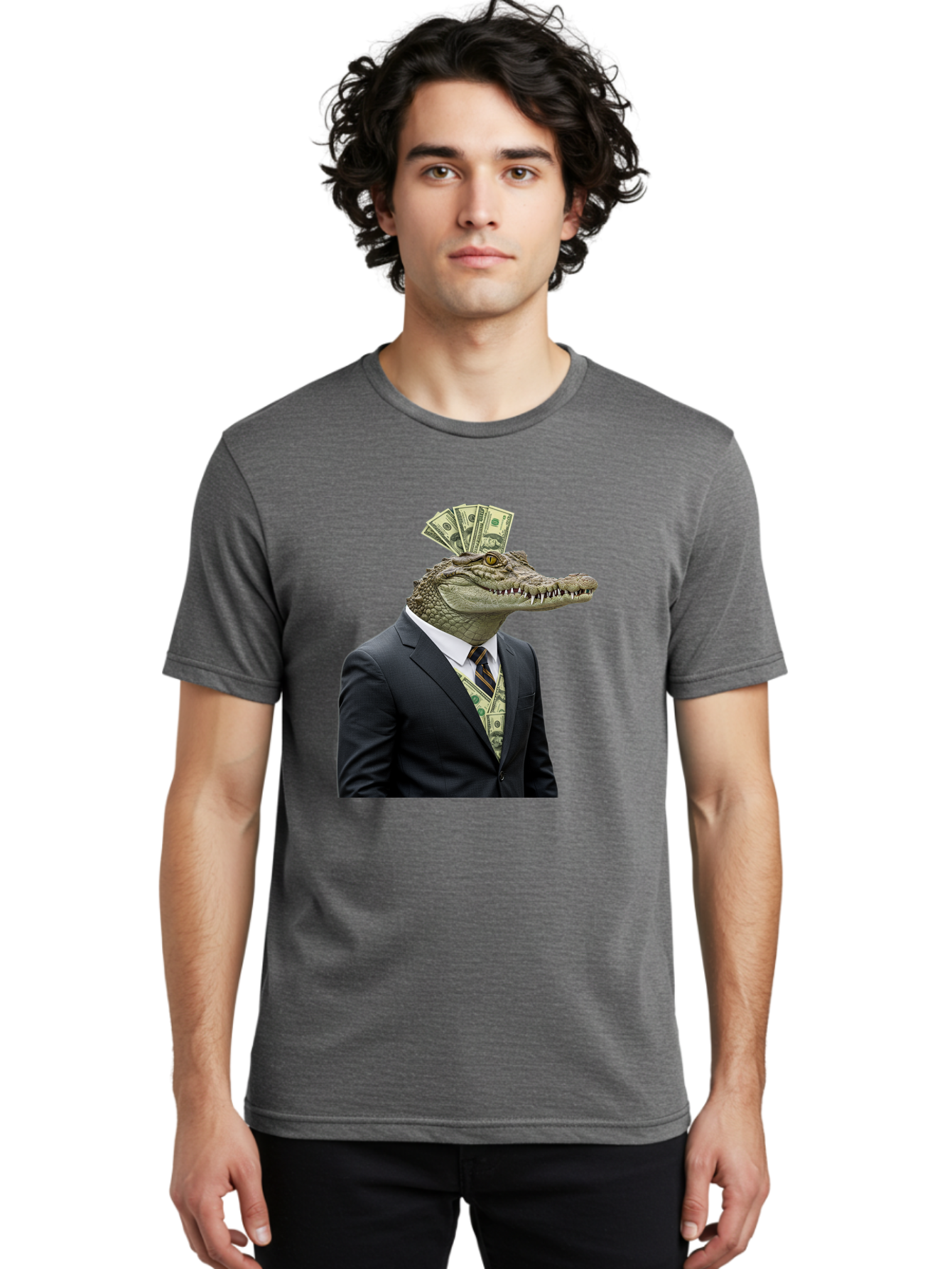 Crocodile-In-Suit-4 Men'S Graphic Tee, 100% Cotton, Comfortable Casual Summer Wear, Machine Washable, Vintage Camera, Old Camera, Antique Camera, Black Camera, Classic Photography, Photography Equipment, Nostalgic Device, Film Camera, Bak328