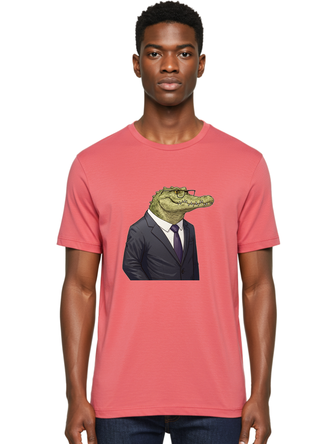 Crocodile-In-Suit-6 Men'S Graphic Tee, 100% Cotton, Comfortable Casual Summer Wear, Machine Washable, Vintage Camera, Old Camera, Antique Camera, Black Camera, Classic Photography, Photography Equipment, Nostalgic Device, Film Camera, Bak330