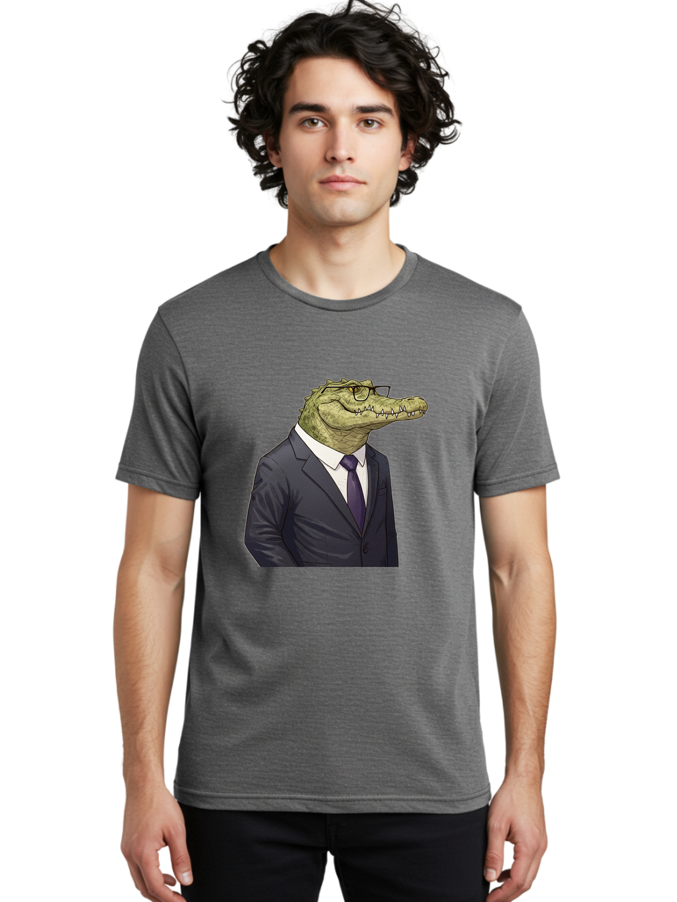 Crocodile-In-Suit-6 Men'S Graphic Tee, 100% Cotton, Comfortable Casual Summer Wear, Machine Washable, Vintage Camera, Old Camera, Antique Camera, Black Camera, Classic Photography, Photography Equipment, Nostalgic Device, Film Camera, Bak330