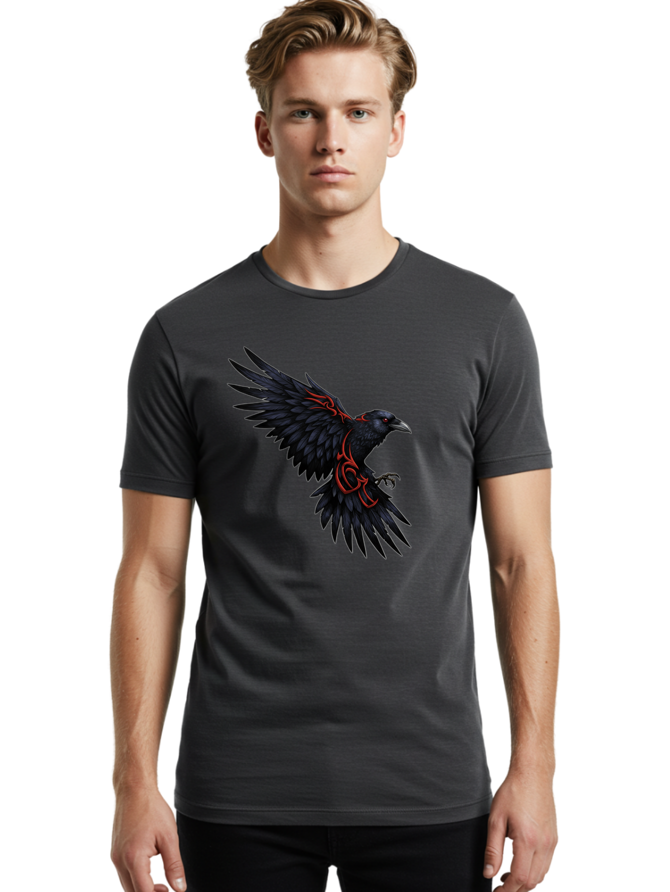 Crow-With-Tribal-Art Men'S Graphic Tee, 100% Cotton, Comfortable Casual Summer Wear, Machine Washable, Vintage Camera, Old Camera, Antique Camera, Black Camera, Classic Photography, Photography Equipment, Nostalgic Device, Film Camera, Bak339