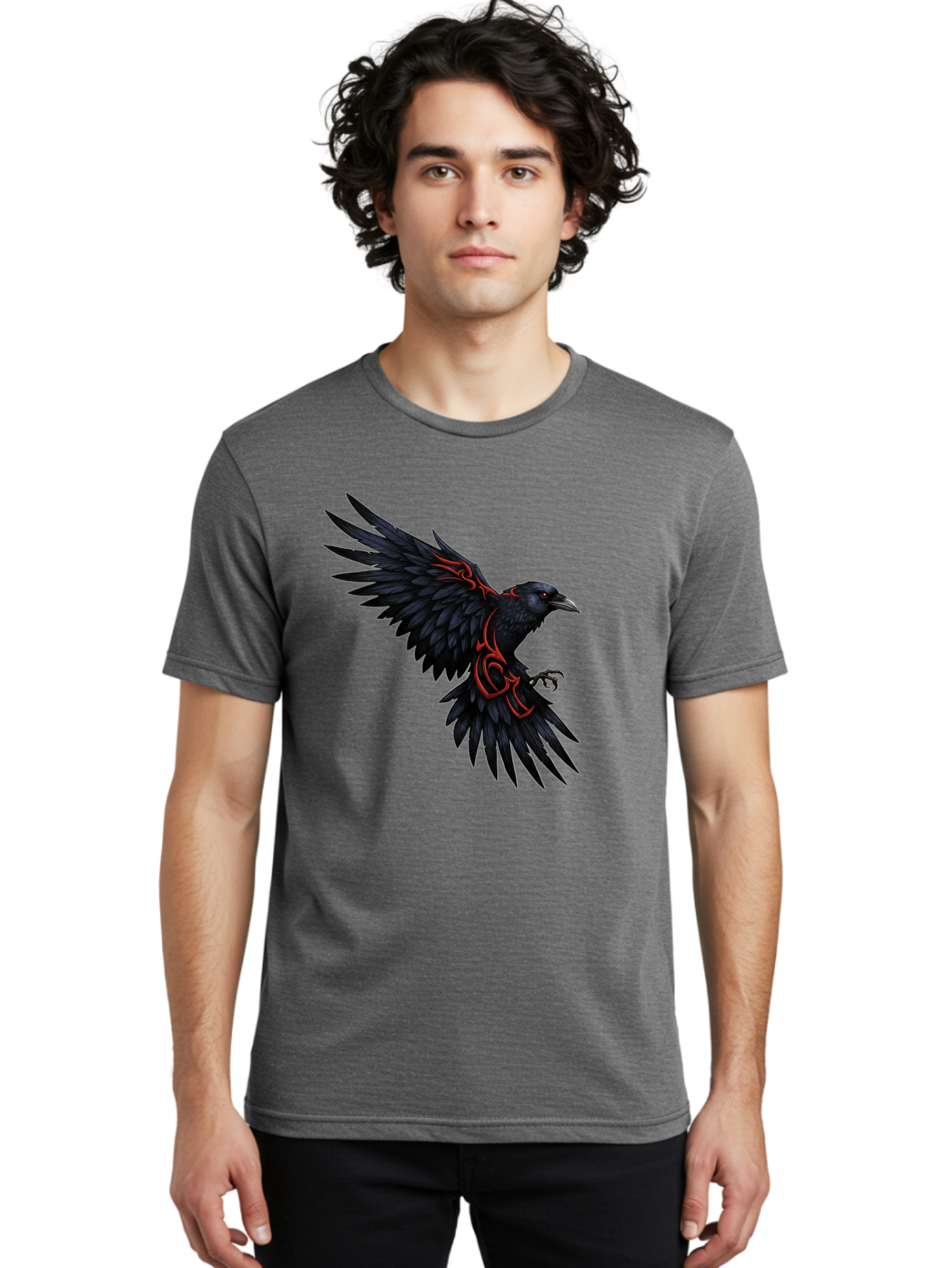 Crow-With-Tribal-Art Men'S Graphic Tee, 100% Cotton, Comfortable Casual Summer Wear, Machine Washable, Vintage Camera, Old Camera, Antique Camera, Black Camera, Classic Photography, Photography Equipment, Nostalgic Device, Film Camera, Bak339