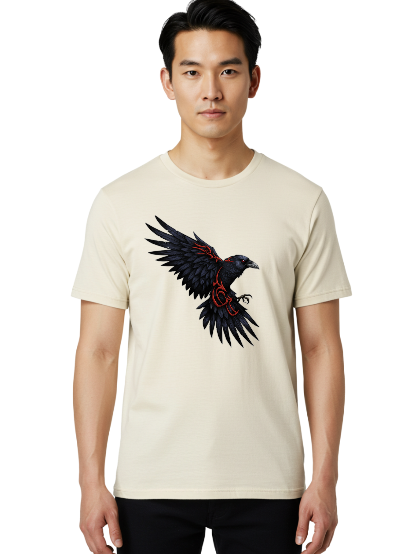 Crow-With-Tribal-Art Men'S Graphic Tee, 100% Cotton, Comfortable Casual Summer Wear, Machine Washable, Vintage Camera, Old Camera, Antique Camera, Black Camera, Classic Photography, Photography Equipment, Nostalgic Device, Film Camera, Bak339