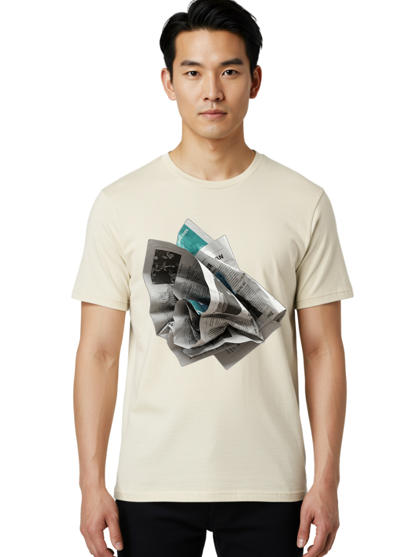 Crumpled-Newspaper-2 Men'S Graphic Tee, 100% Cotton, Comfortable Casual Summer Wear, Machine Washable, Vintage Camera, Old Camera, Antique Camera, Black Camera, Classic Photography, Photography Equipment, Nostalgic Device, Film Camera, Bak342