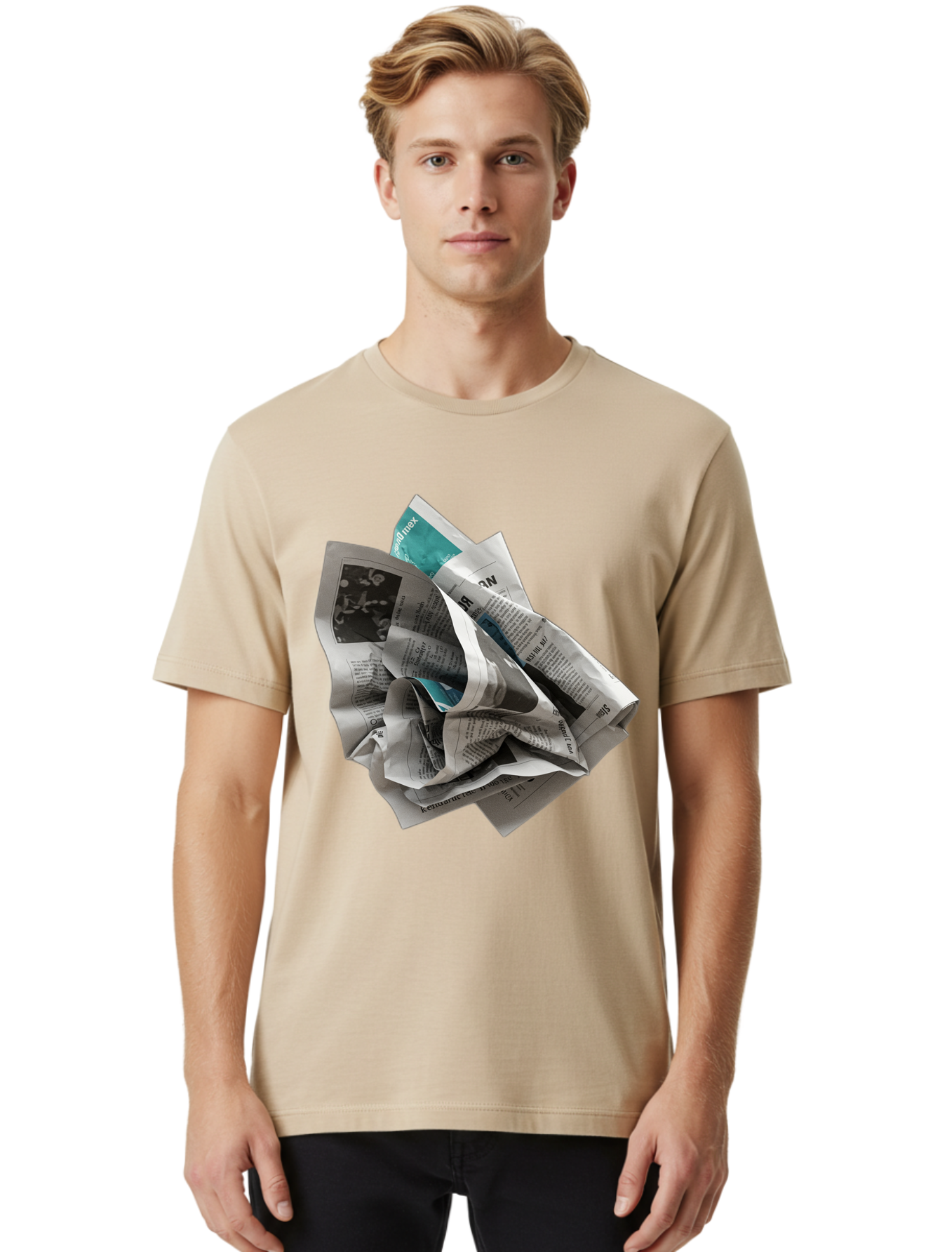 Crumpled-Newspaper-2 Men'S Graphic Tee, 100% Cotton, Comfortable Casual Summer Wear, Machine Washable, Vintage Camera, Old Camera, Antique Camera, Black Camera, Classic Photography, Photography Equipment, Nostalgic Device, Film Camera, Bak342