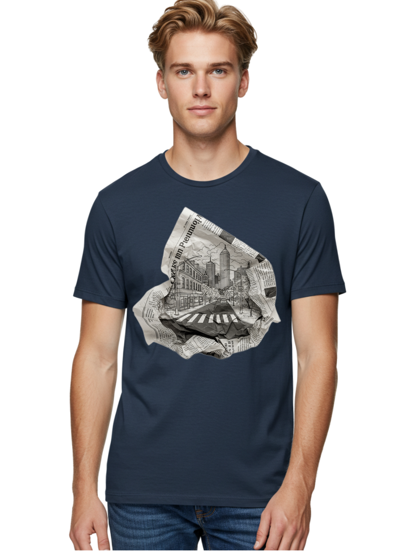 Crumpled-Newspaper-3 Men'S Graphic Tee, 100% Cotton, Comfortable Casual Summer Wear, Machine Washable, Vintage Camera, Old Camera, Antique Camera, Black Camera, Classic Photography, Photography Equipment, Nostalgic Device, Film Camera, Bak343