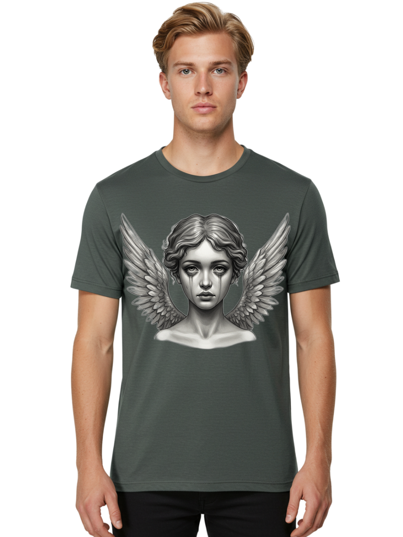Crying-Angel-Statue Men'S Graphic Tee, 100% Cotton, Comfortable Casual Summer Wear, Machine Washable, Vintage Camera, Old Camera, Antique Camera, Black Camera, Classic Photography, Photography Equipment, Nostalgic Device, Film Camera, Bak345