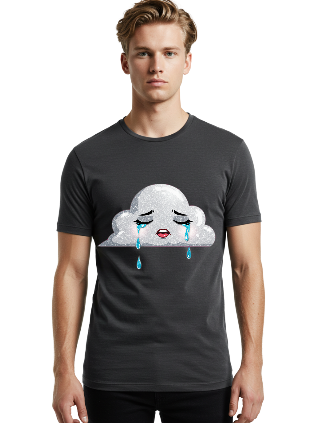 Crying-Cloud-3 Men'S Graphic Tee, 100% Cotton, Comfortable Casual Summer Wear, Machine Washable, Vintage Camera, Old Camera, Antique Camera, Black Camera, Classic Photography, Photography Equipment, Nostalgic Device, Film Camera, Camera Art Bak350