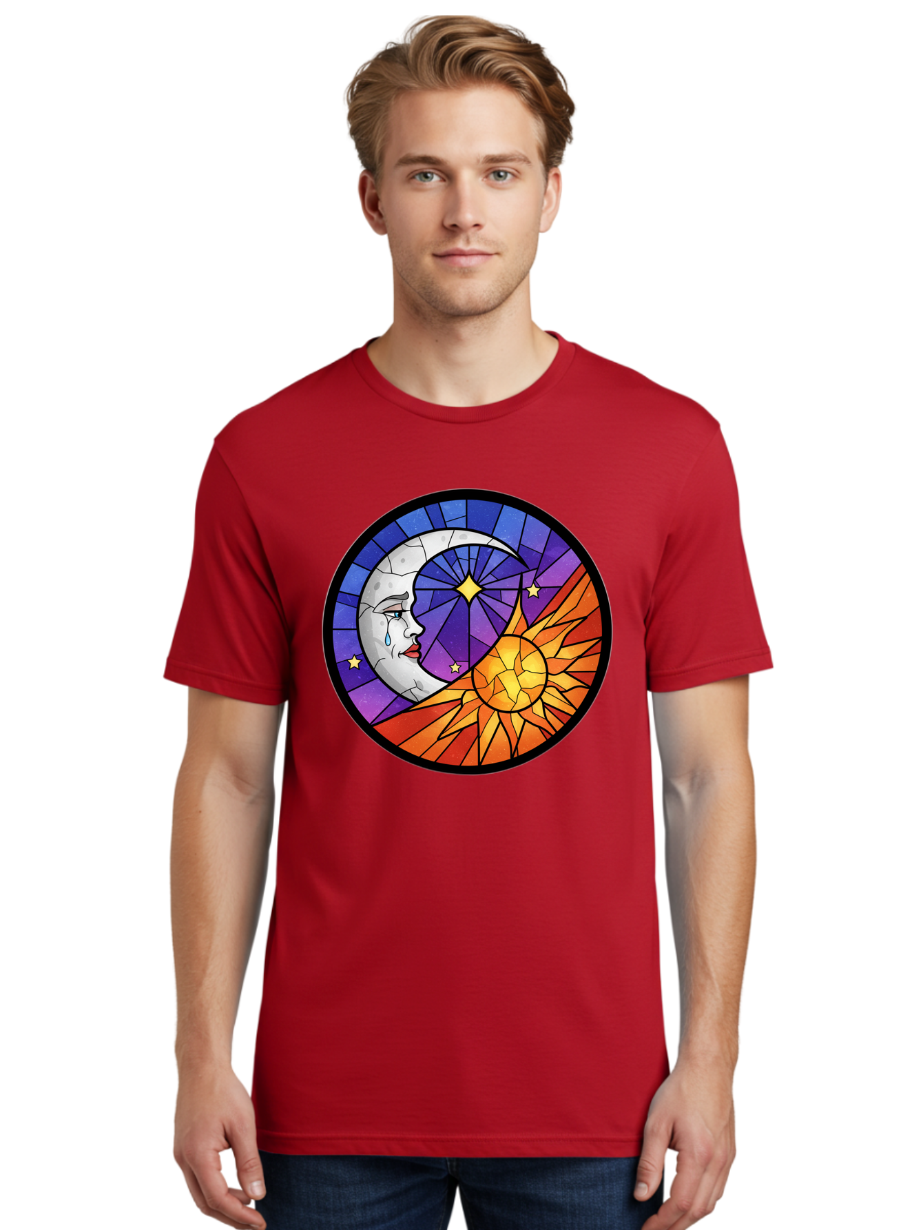 Crying-Moon-Stained-Glass Men'S Graphic Tee, 100% Cotton, Comfortable Casual Summer Wear, Machine Washable, Vintage Camera, Old Camera, Antique Camera, Black Camera, Classic Photography, Photography Equipment, Nostalgic Device, Film Camera, Bak361