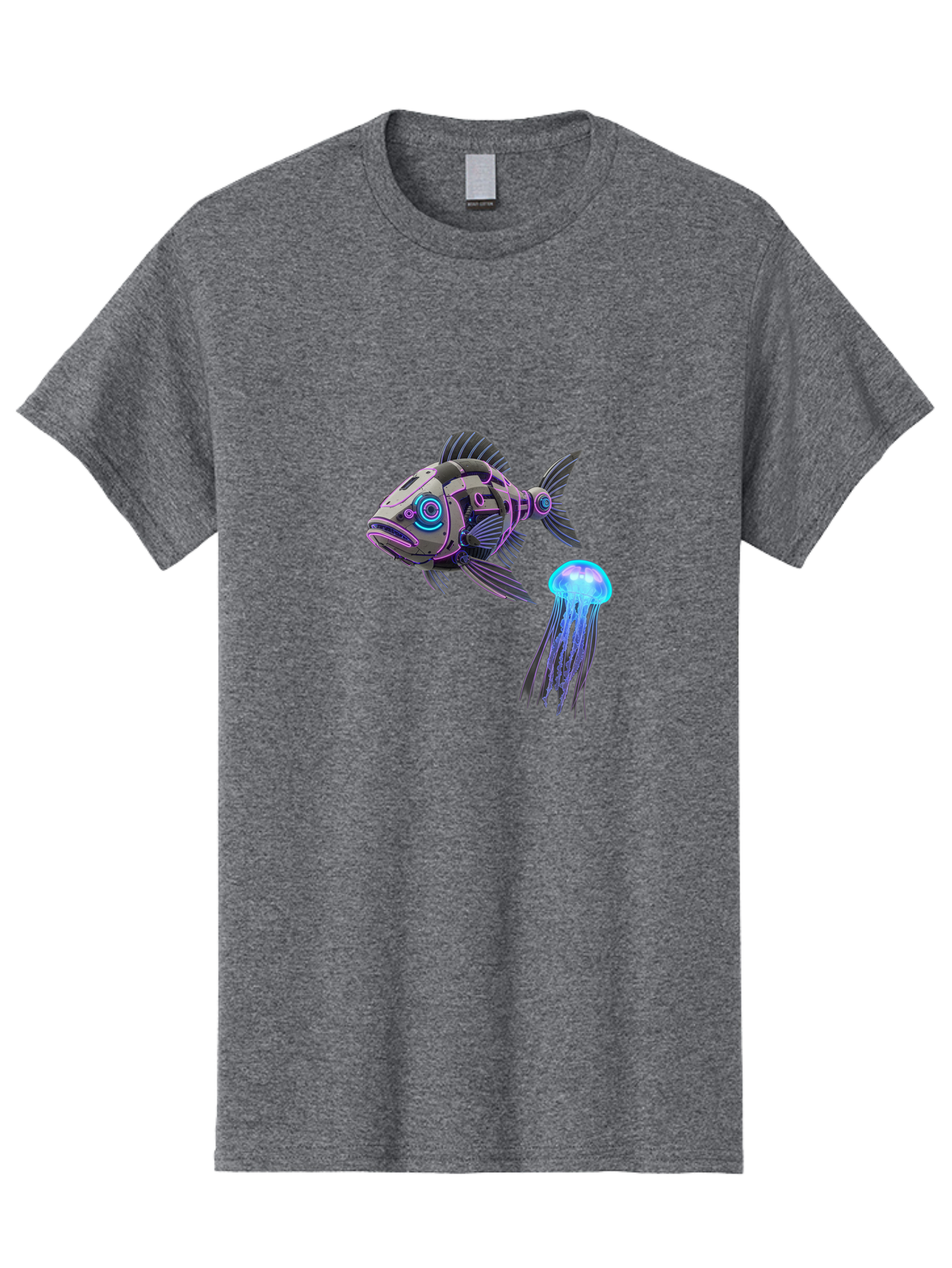 Cybernetic-Fish-And-Jellyfish Men'S Graphic Tee, 100% Cotton, Comfortable Casual Summer Wear, Machine Washable, Vintage Camera, Old Camera, Antique Camera, Black Camera, Classic Photography, Photography Equipment, Nostalgic Device, Bak388