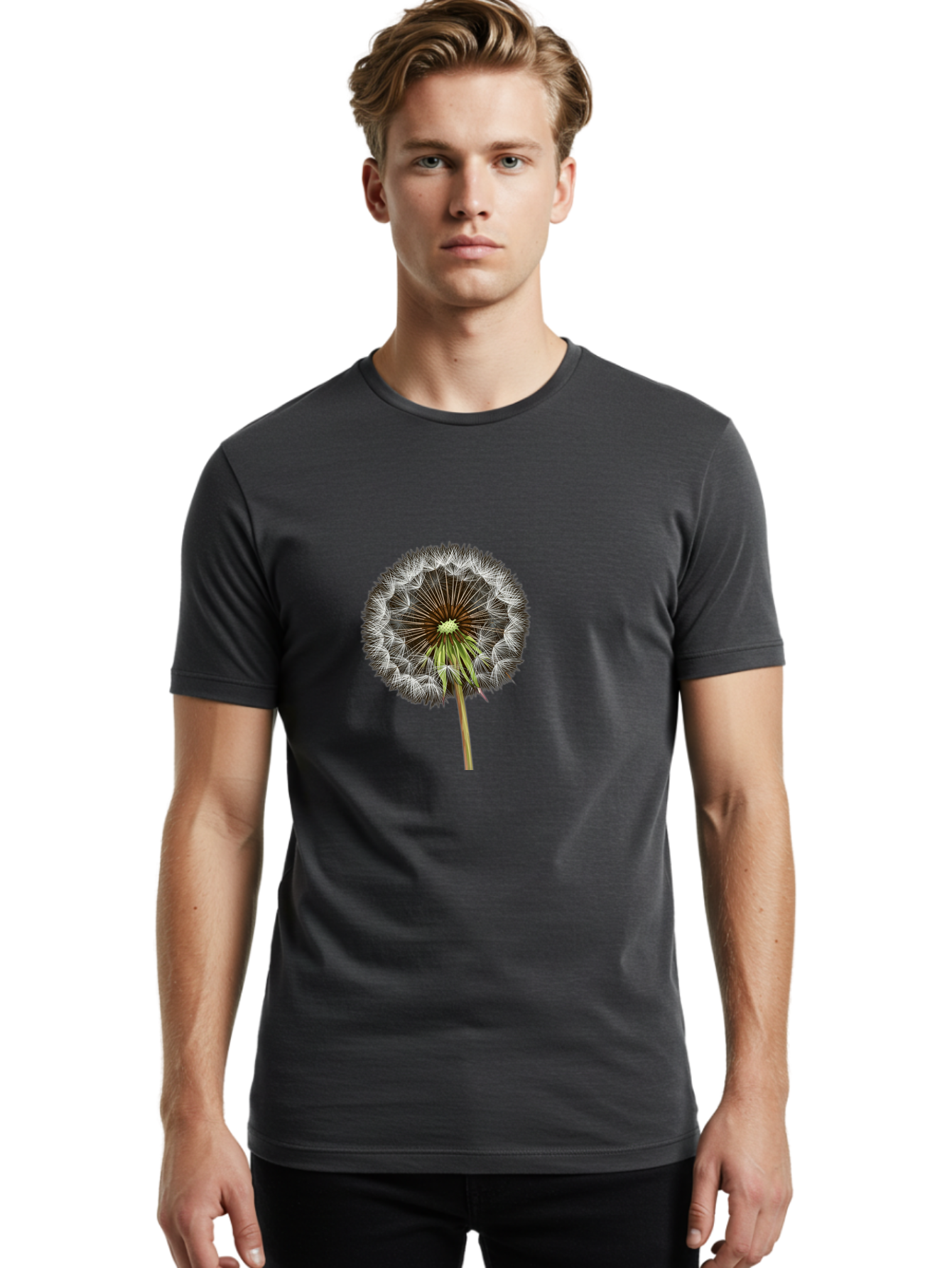 Dandelion-Seedhead Men'S Graphic Tee, 100% Cotton, Comfortable Casual Summer Wear, Machine Washable, Vintage Camera, Old Camera, Antique Camera, Black Camera, Classic Photography, Photography Equipment, Nostalgic Device, Film Camera, Bak399