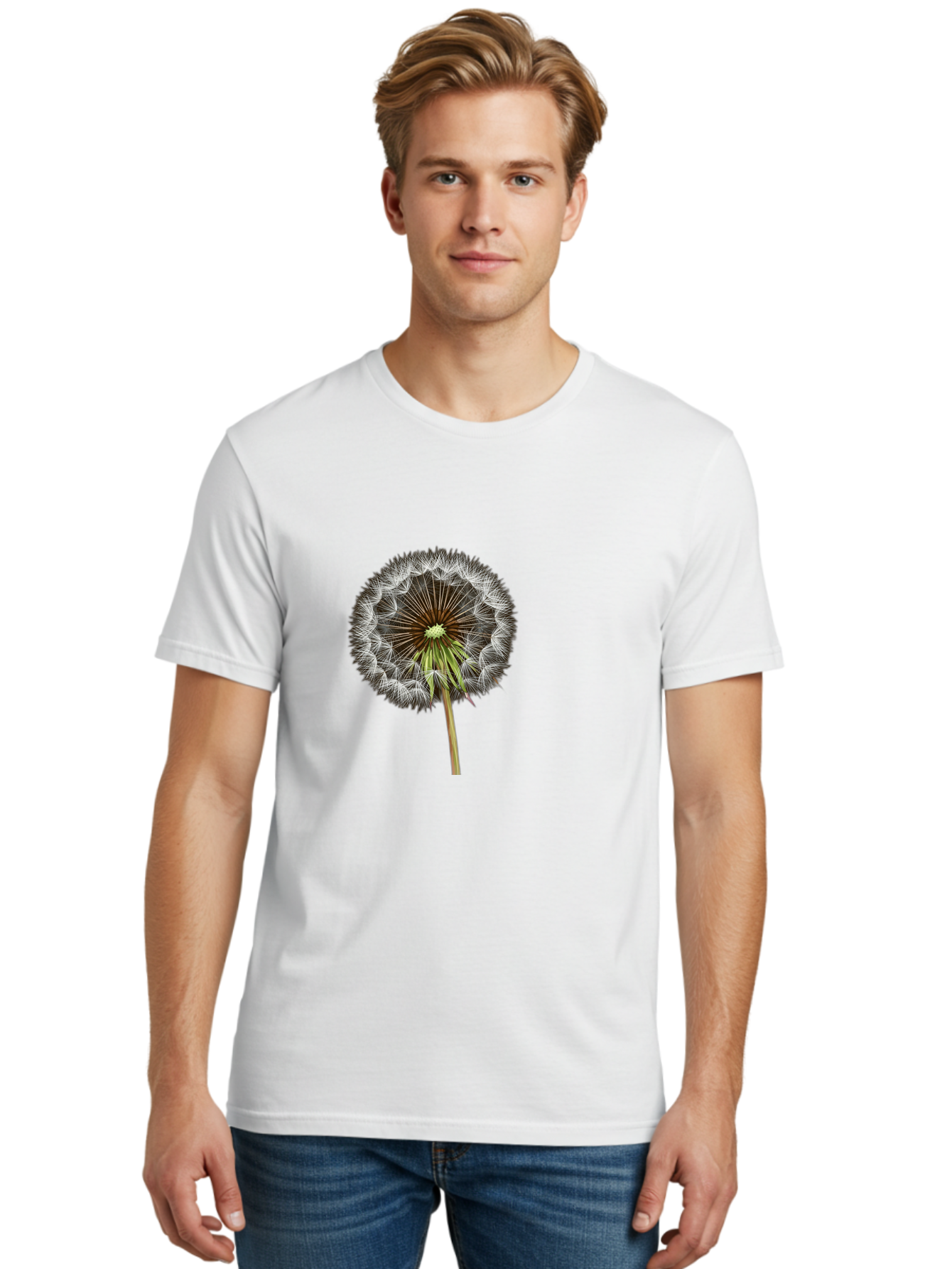 Dandelion-Seedhead Men'S Graphic Tee, 100% Cotton, Comfortable Casual Summer Wear, Machine Washable, Vintage Camera, Old Camera, Antique Camera, Black Camera, Classic Photography, Photography Equipment, Nostalgic Device, Film Camera, Bak399