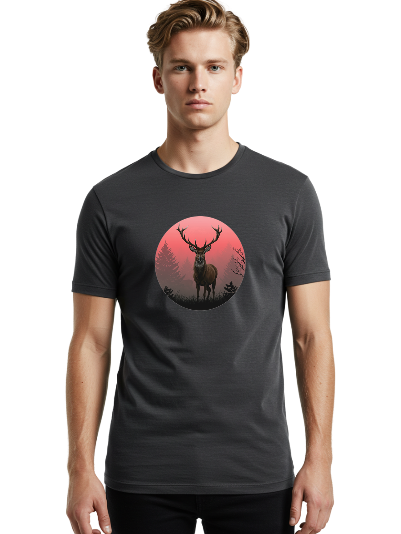 Deer-In-Forest Men'S Graphic Tee, 100% Cotton, Comfortable Casual Summer Wear, Machine Washable, Vintage Camera, Old Camera, Antique Camera, Black Camera, Classic Photography, Photography Equipment, Nostalgic Device, Film Camera, Camera Art Bak402