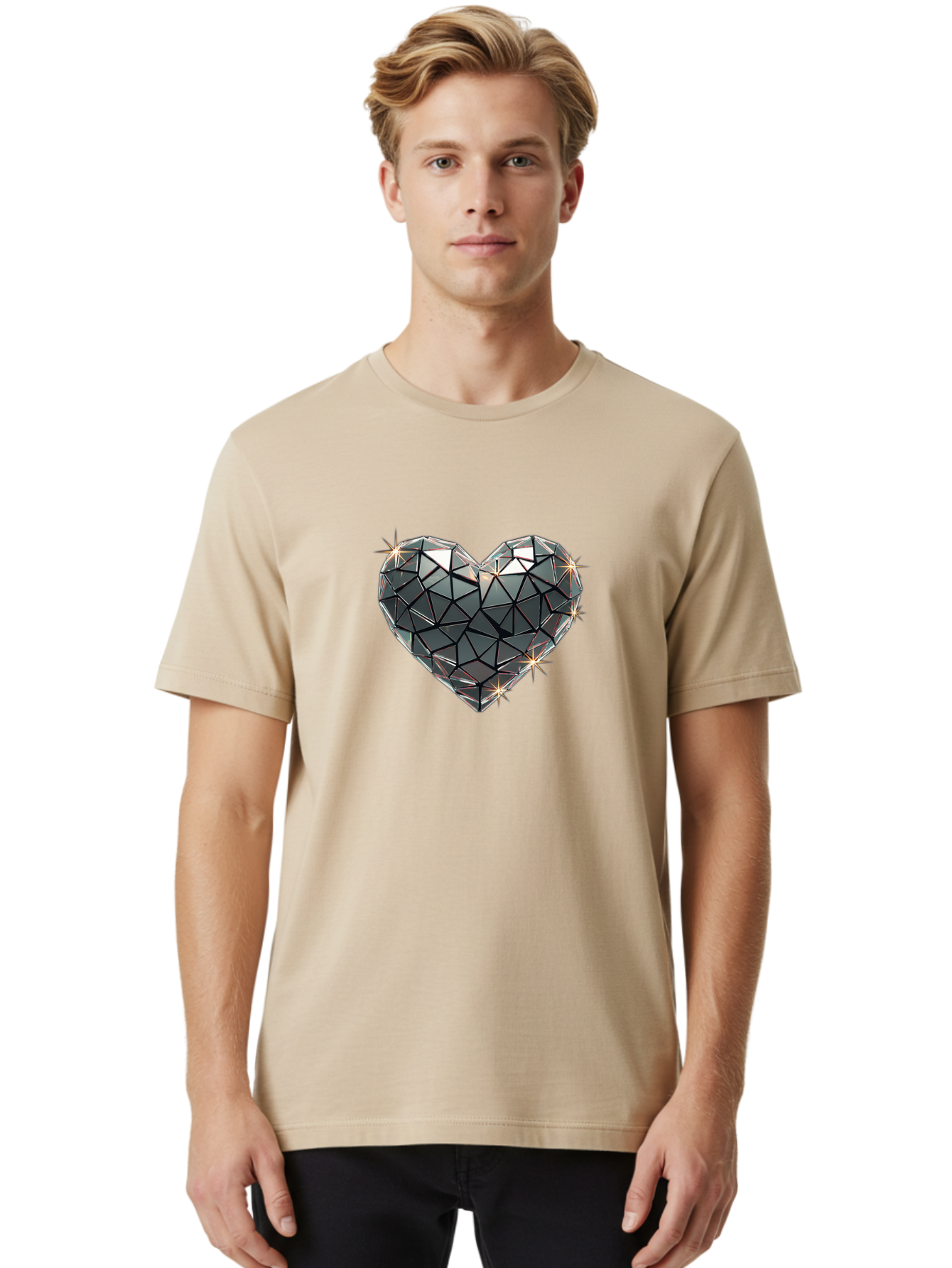 Diamond-Heart Men'S Graphic Tee, 100% Cotton, Comfortable Casual Summer Wear, Machine Washable, Vintage Camera, Old Camera, Antique Camera, Black Camera, Classic Photography, Photography Equipment, Nostalgic Device, Film Camera, Camera Art Bak416