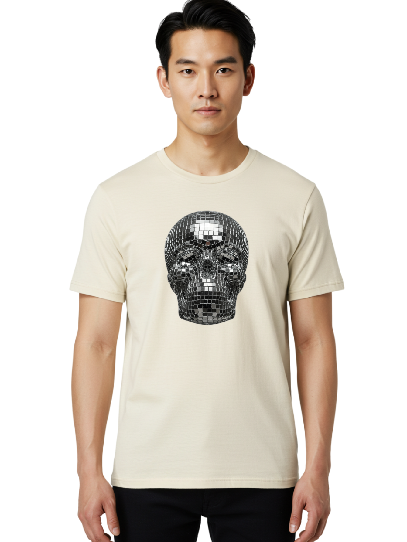 Disco-Ball-Skull-1 Men'S Graphic Tee, 100% Cotton, Comfortable Casual Summer Wear, Machine Washable, Vintage Camera, Old Camera, Antique Camera, Black Camera, Classic Photography, Photography Equipment, Nostalgic Device, Film Camera, Bak421