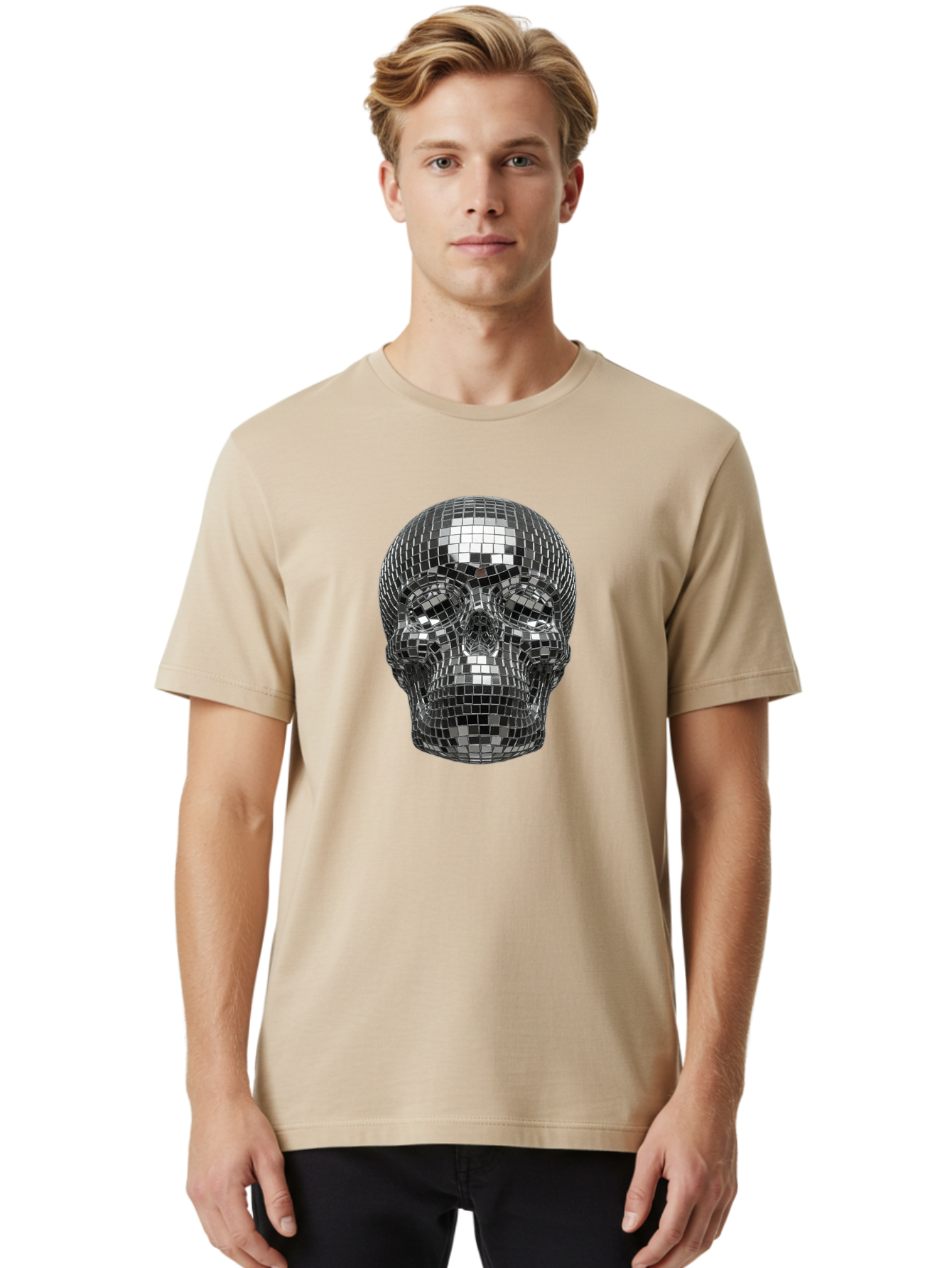 Disco-Ball-Skull-1 Men'S Graphic Tee, 100% Cotton, Comfortable Casual Summer Wear, Machine Washable, Vintage Camera, Old Camera, Antique Camera, Black Camera, Classic Photography, Photography Equipment, Nostalgic Device, Film Camera, Bak421