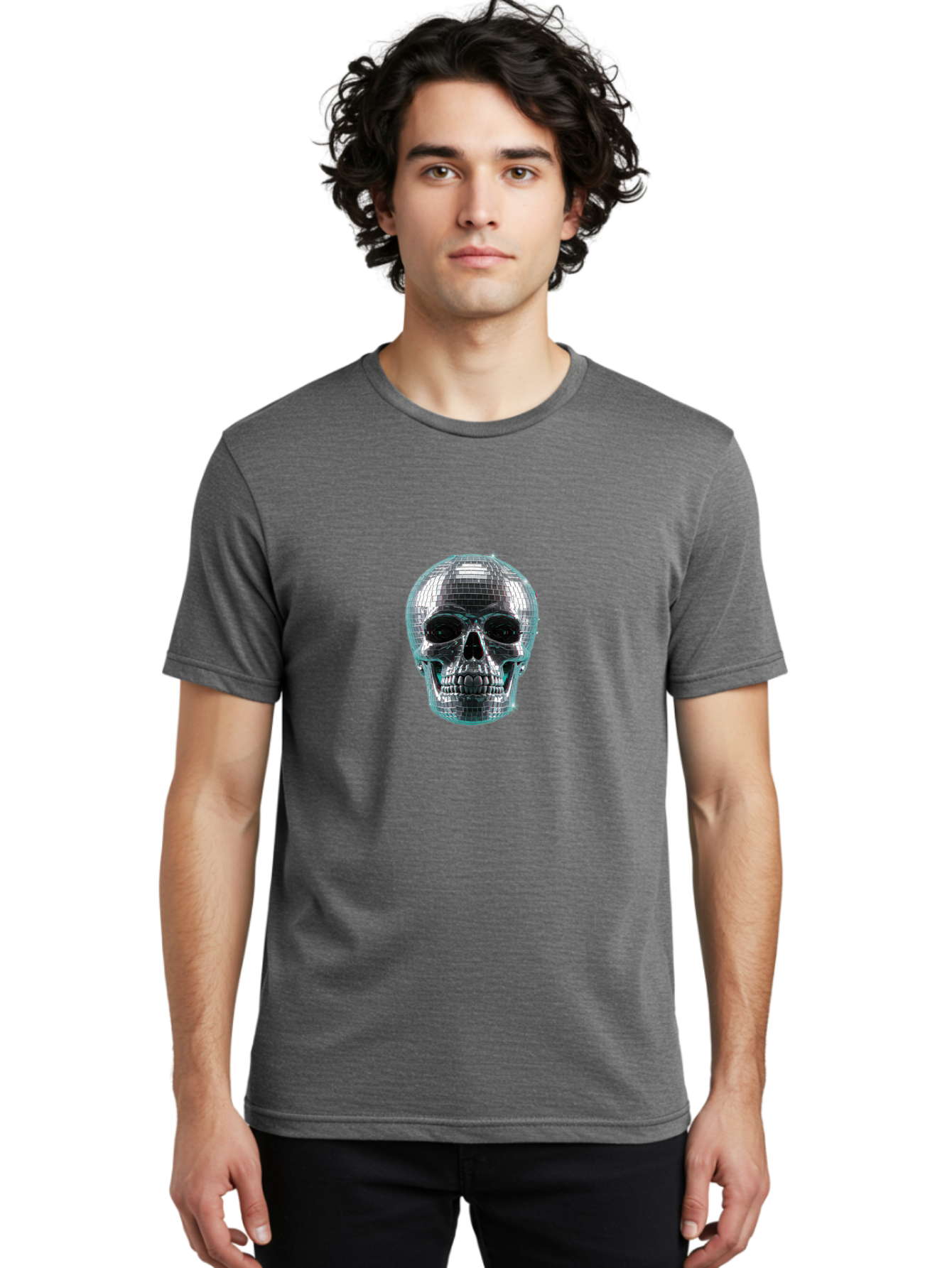 Disco-Ball-Skull-2 Men'S Graphic Tee, 100% Cotton, Comfortable Casual Summer Wear, Machine Washable, Vintage Camera, Old Camera, Antique Camera, Black Camera, Classic Photography, Photography Equipment, Nostalgic Device, Film Camera, Bak422