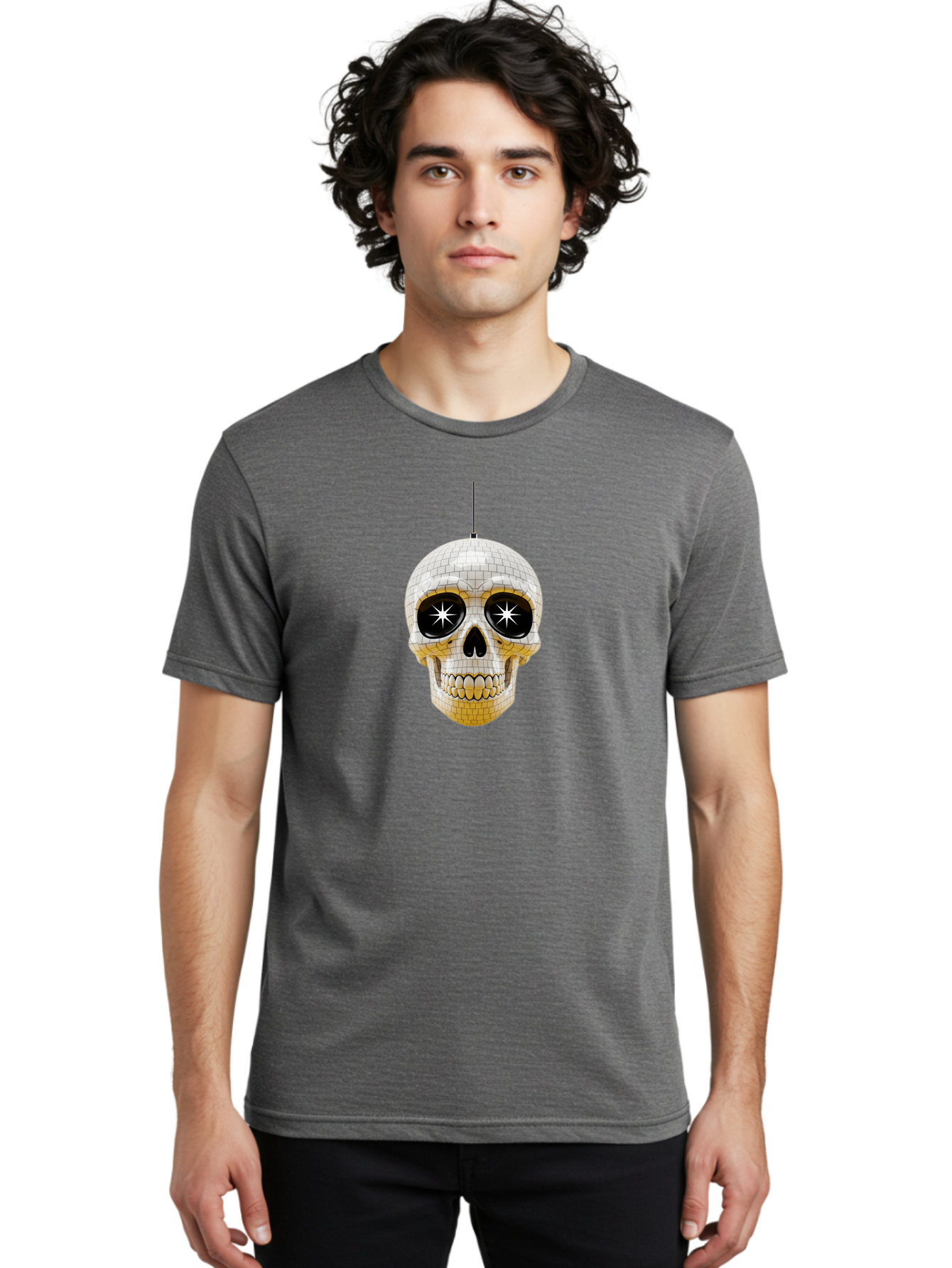 Disco-Skull-2 Men'S Graphic Tee, 100% Cotton, Comfortable Casual Summer Wear, Machine Washable, Vintage Camera, Old Camera, Antique Camera, Black Camera, Classic Photography, Photography Equipment, Nostalgic Device, Film Camera, Camera Art Bak427
