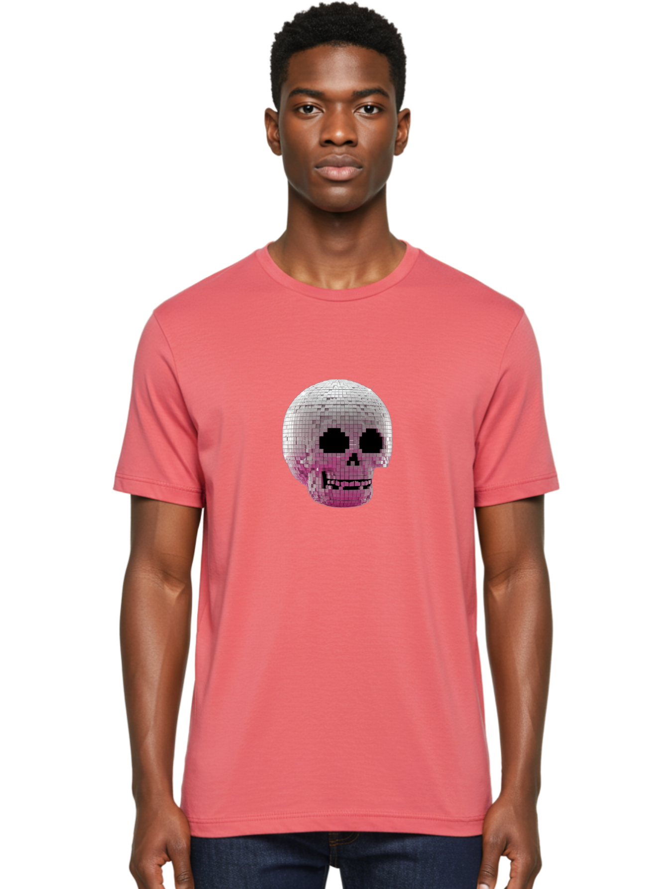 Disco-Skull-3 Men'S Graphic Tee, 100% Cotton, Comfortable Casual Summer Wear, Machine Washable, Vintage Camera, Old Camera, Antique Camera, Black Camera, Classic Photography, Photography Equipment, Nostalgic Device, Film Camera, Camera Art Bak428
