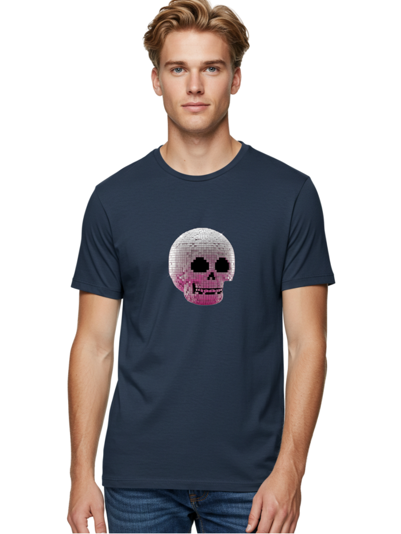 Disco-Skull-3 Men'S Graphic Tee, 100% Cotton, Comfortable Casual Summer Wear, Machine Washable, Vintage Camera, Old Camera, Antique Camera, Black Camera, Classic Photography, Photography Equipment, Nostalgic Device, Film Camera, Camera Art Bak428