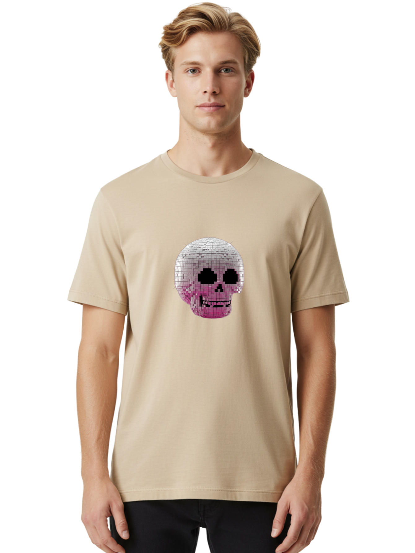 Disco-Skull-3 Men'S Graphic Tee, 100% Cotton, Comfortable Casual Summer Wear, Machine Washable, Vintage Camera, Old Camera, Antique Camera, Black Camera, Classic Photography, Photography Equipment, Nostalgic Device, Film Camera, Camera Art Bak428