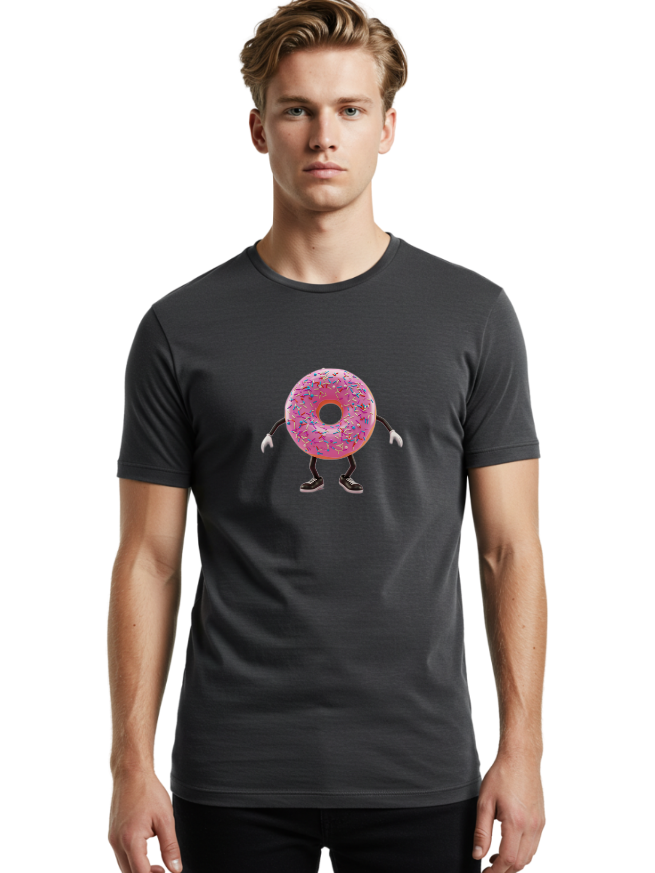 Donut-Character-3 Men'S Graphic Tee, 100% Cotton, Comfortable Casual Summer Wear, Machine Washable, Vintage Camera, Old Camera, Antique Camera, Black Camera, Classic Photography, Photography Equipment, Nostalgic Device, Film Camera, Camera Art Bak439