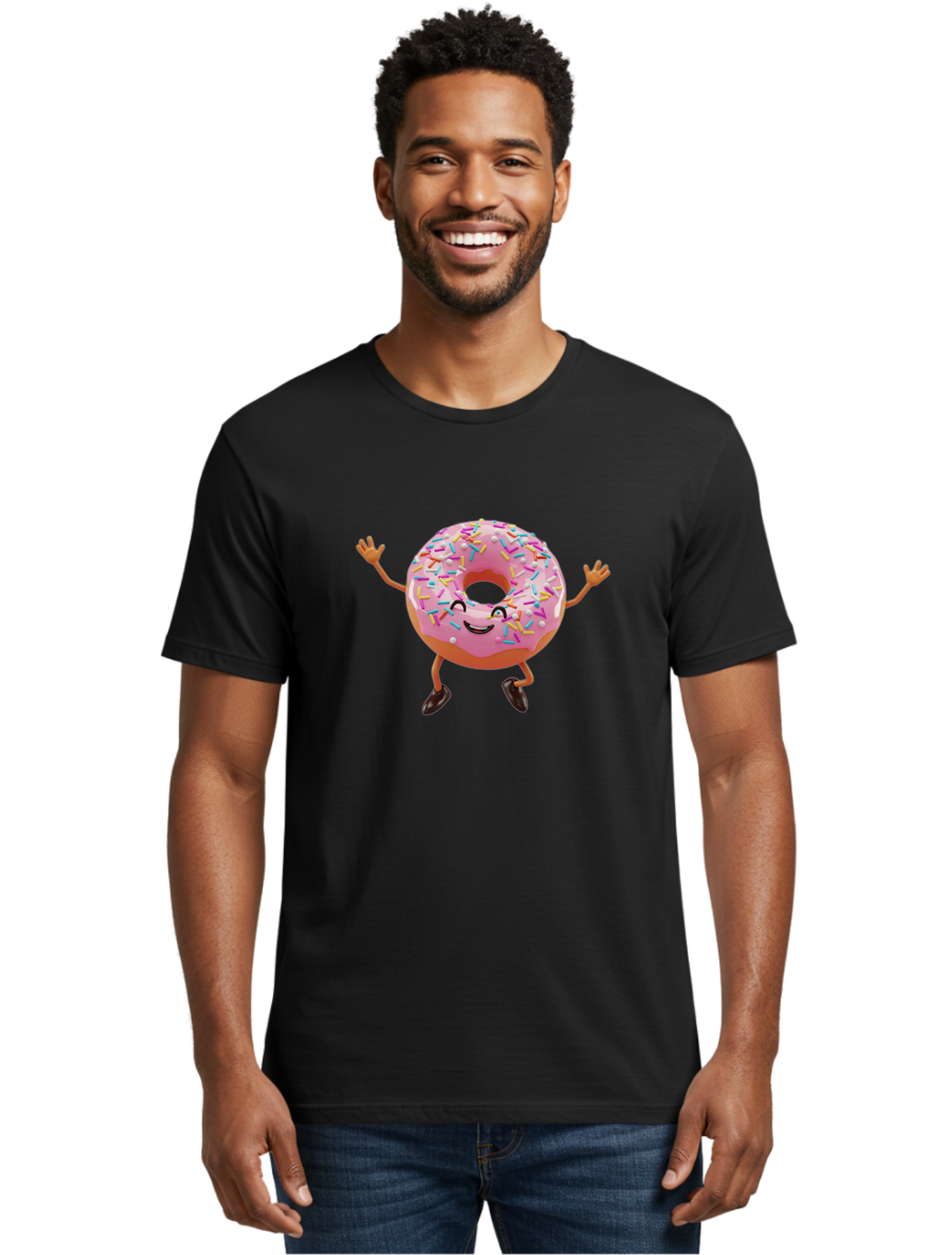 Donut-Character Men'S Graphic Tee, 100% Cotton, Comfortable Casual Summer Wear, Machine Washable, Vintage Camera, Old Camera, Antique Camera, Black Camera, Classic Photography, Photography Equipment, Nostalgic Device, Film Camera, Camera Art Bak440