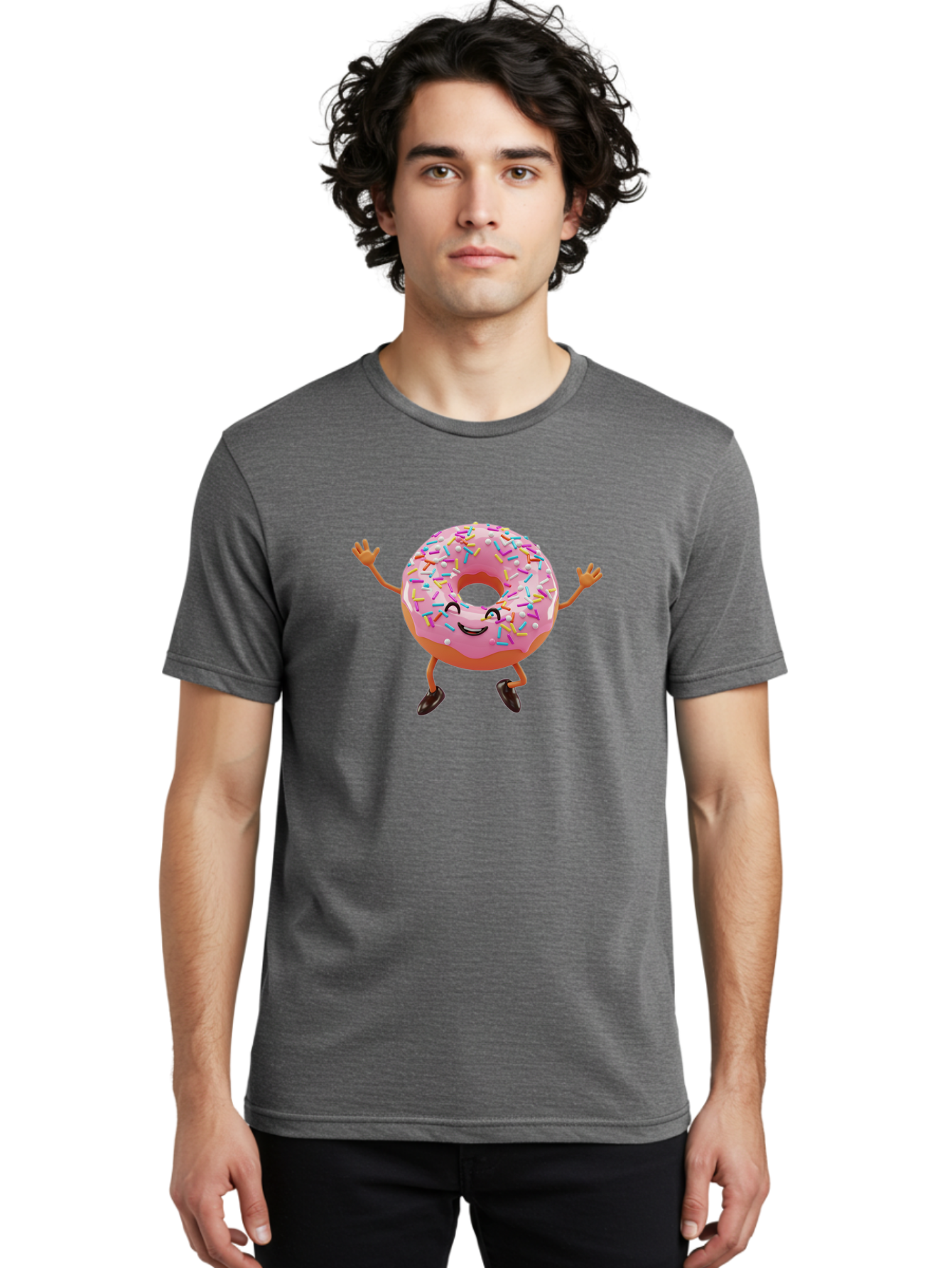 Donut-Character Men'S Graphic Tee, 100% Cotton, Comfortable Casual Summer Wear, Machine Washable, Vintage Camera, Old Camera, Antique Camera, Black Camera, Classic Photography, Photography Equipment, Nostalgic Device, Film Camera, Camera Art Bak440