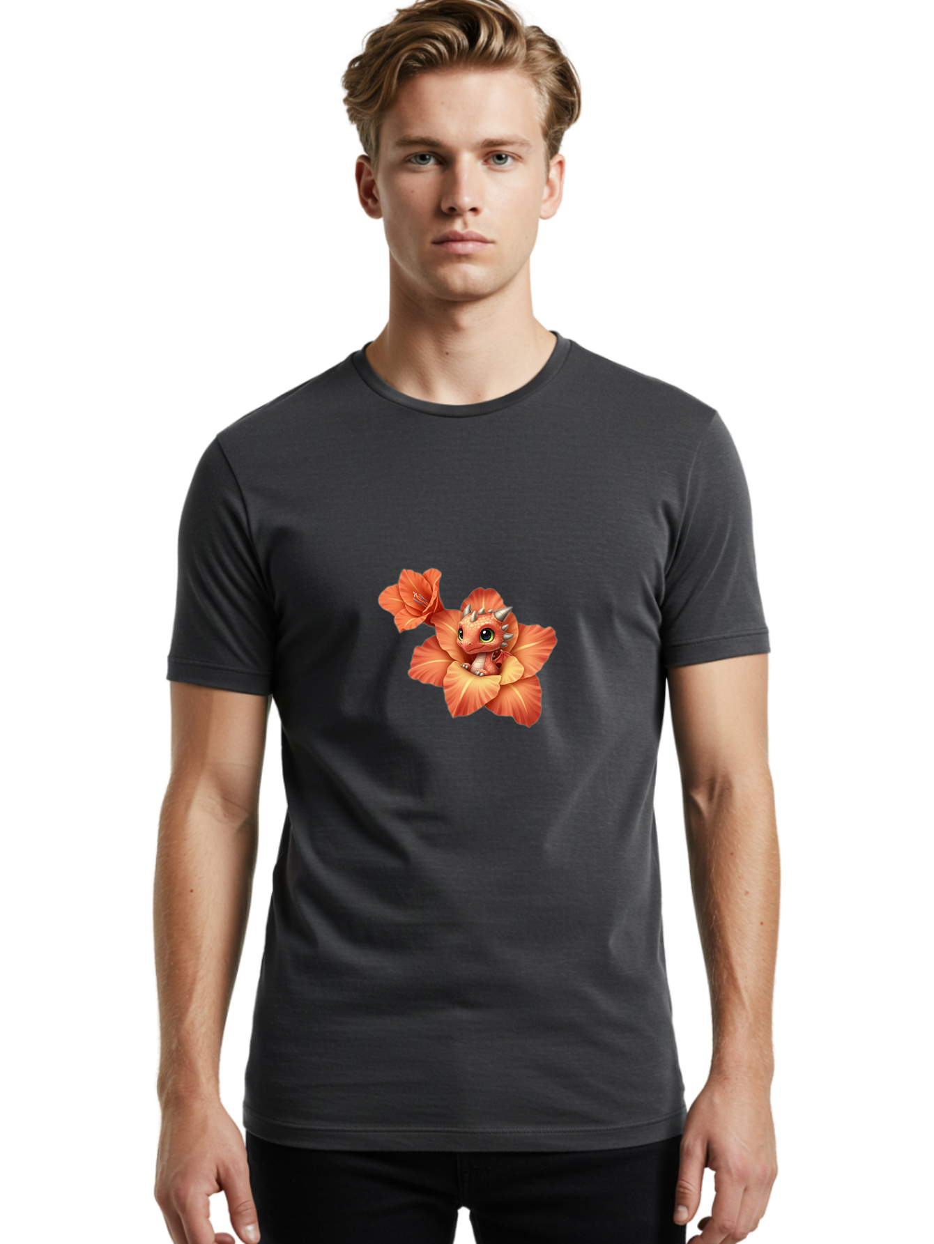 Dragon-In-Flower-1 Men'S Graphic Tee, 100% Cotton, Comfortable Casual Summer Wear, Machine Washable, Vintage Camera, Old Camera, Antique Camera, Black Camera, Classic Photography, Photography Equipment, Nostalgic Device, Film Camera, Bak453