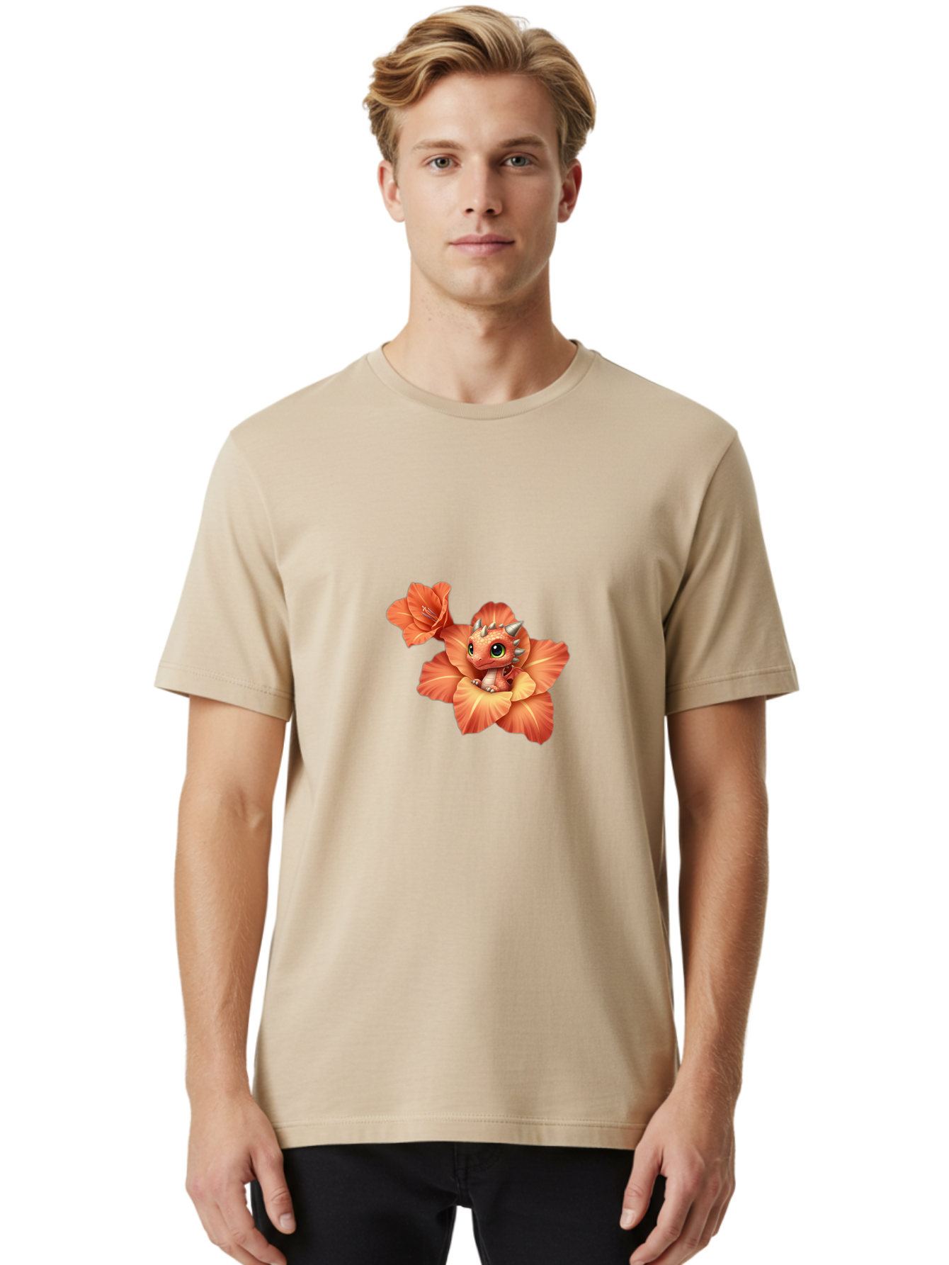 Dragon-In-Flower-1 Men'S Graphic Tee, 100% Cotton, Comfortable Casual Summer Wear, Machine Washable, Vintage Camera, Old Camera, Antique Camera, Black Camera, Classic Photography, Photography Equipment, Nostalgic Device, Film Camera, Bak453