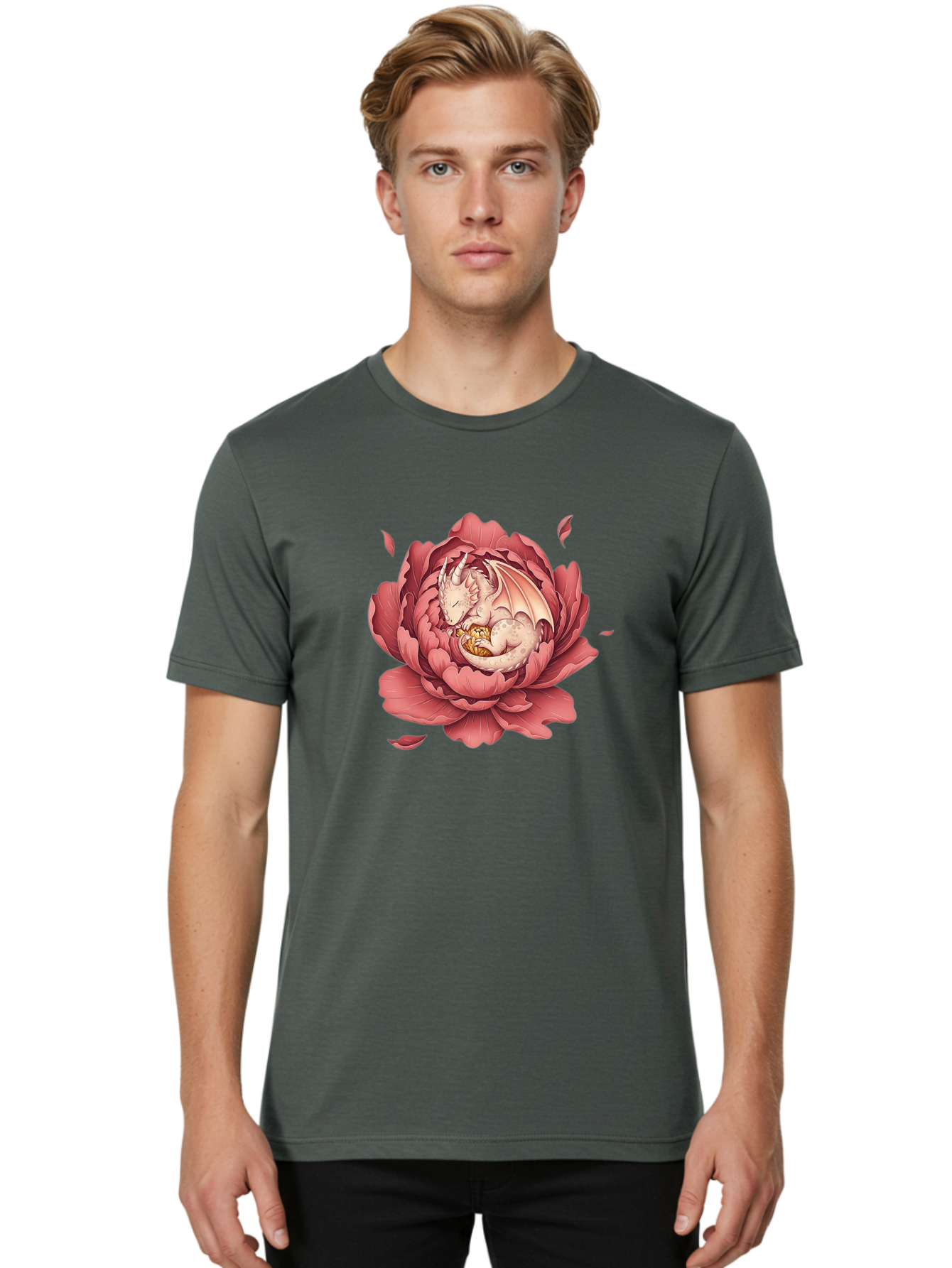 Dragon-In-Peony-Flower Men'S Graphic Tee, 100% Cotton, Comfortable Casual Summer Wear, Machine Washable, Vintage Camera, Old Camera, Antique Camera, Black Camera, Classic Photography, Photography Equipment, Nostalgic Device, Film Camera, Bak462