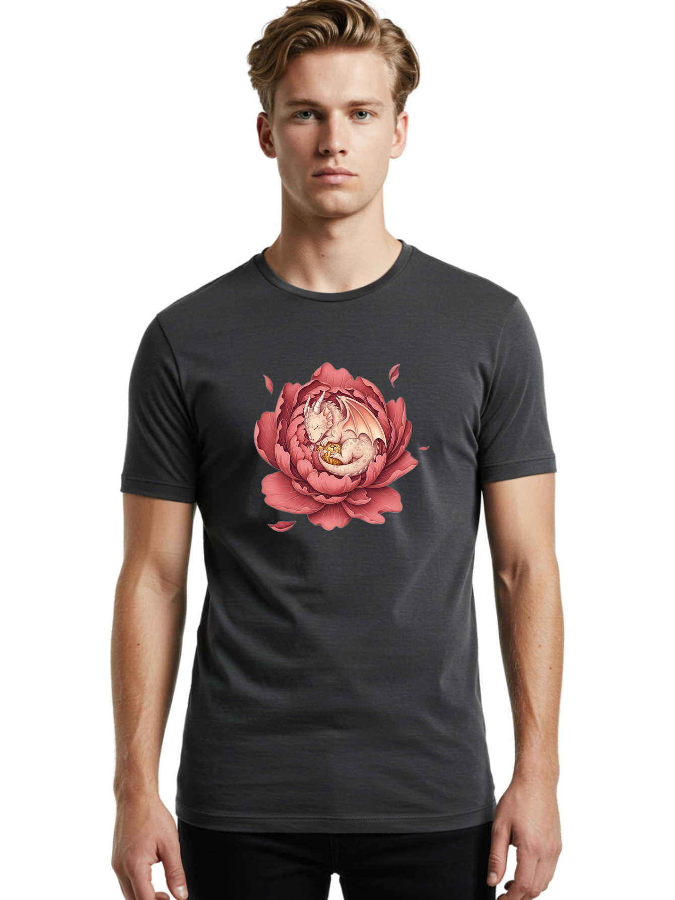 Dragon-In-Peony-Flower Men'S Graphic Tee, 100% Cotton, Comfortable Casual Summer Wear, Machine Washable, Vintage Camera, Old Camera, Antique Camera, Black Camera, Classic Photography, Photography Equipment, Nostalgic Device, Film Camera, Bak462