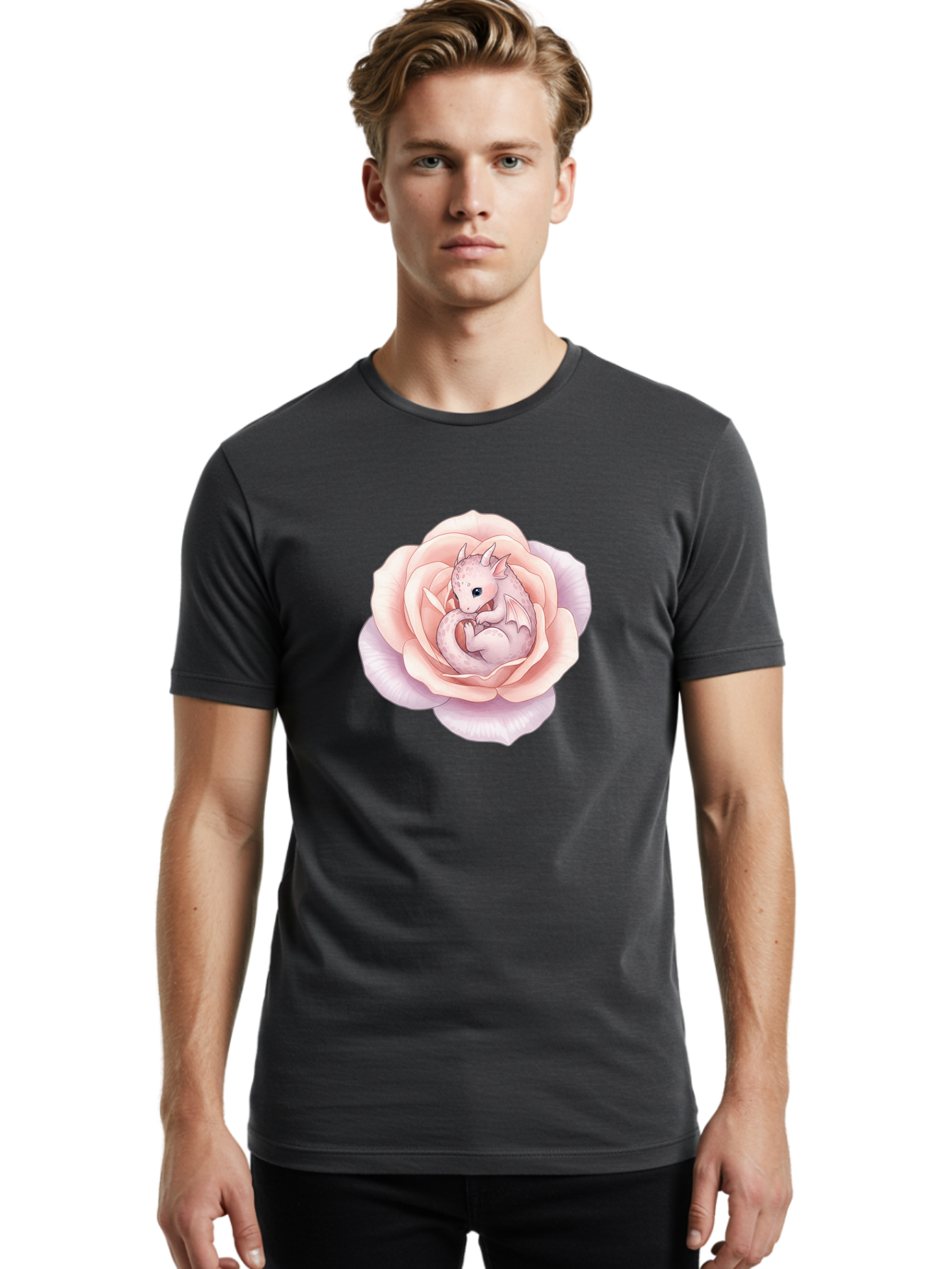 Dragon-In-Rose-3 Men'S Graphic Tee, 100% Cotton, Comfortable Casual Summer Wear, Machine Washable, Vintage Camera, Old Camera, Antique Camera, Black Camera, Classic Photography, Photography Equipment, Nostalgic Device, Film Camera, Camera Art Bak466