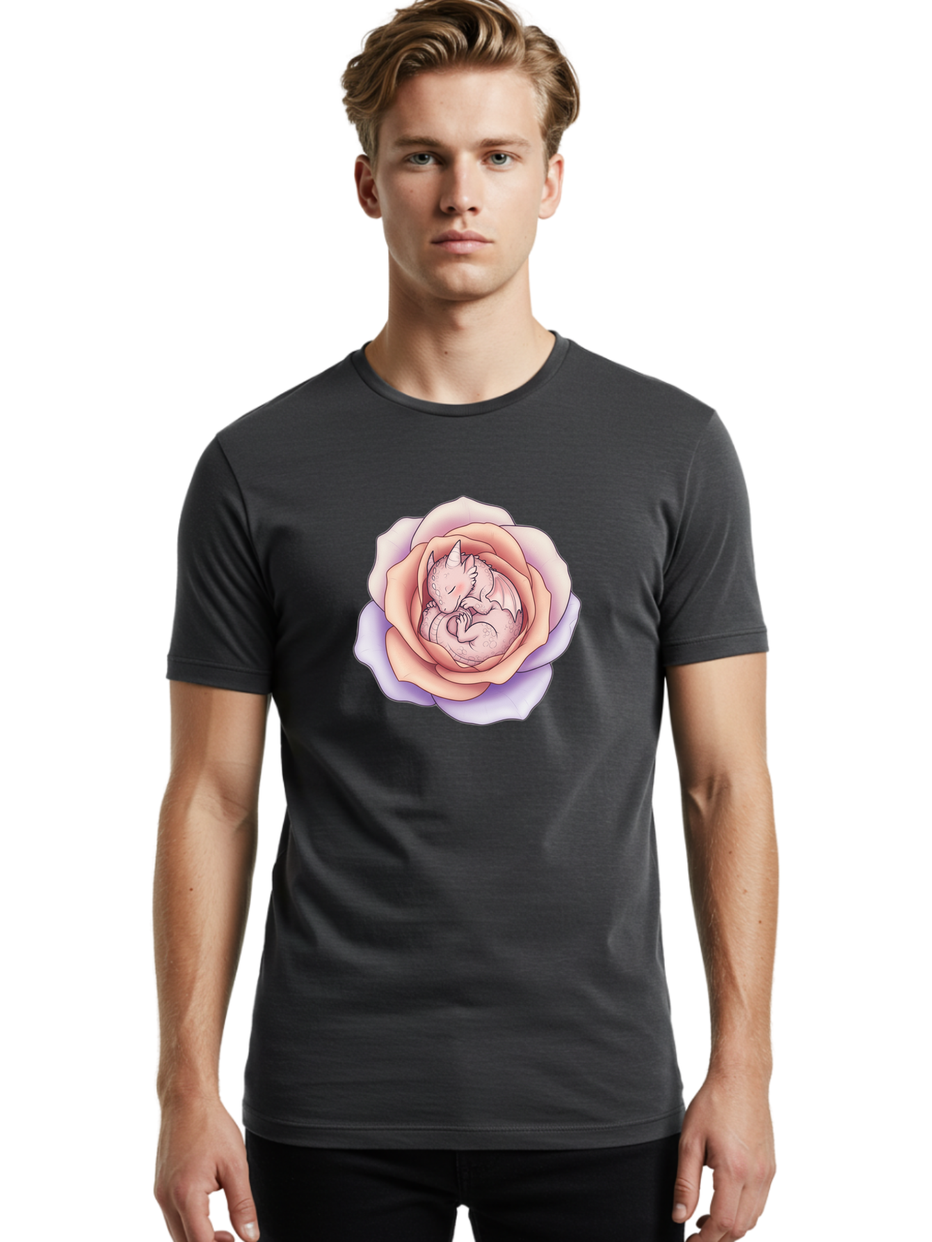 Dragon-In-Rose-4 Men'S Graphic Tee, 100% Cotton, Comfortable Casual Summer Wear, Machine Washable, Vintage Camera, Old Camera, Antique Camera, Black Camera, Classic Photography, Photography Equipment, Nostalgic Device, Film Camera, Camera Art Bak467